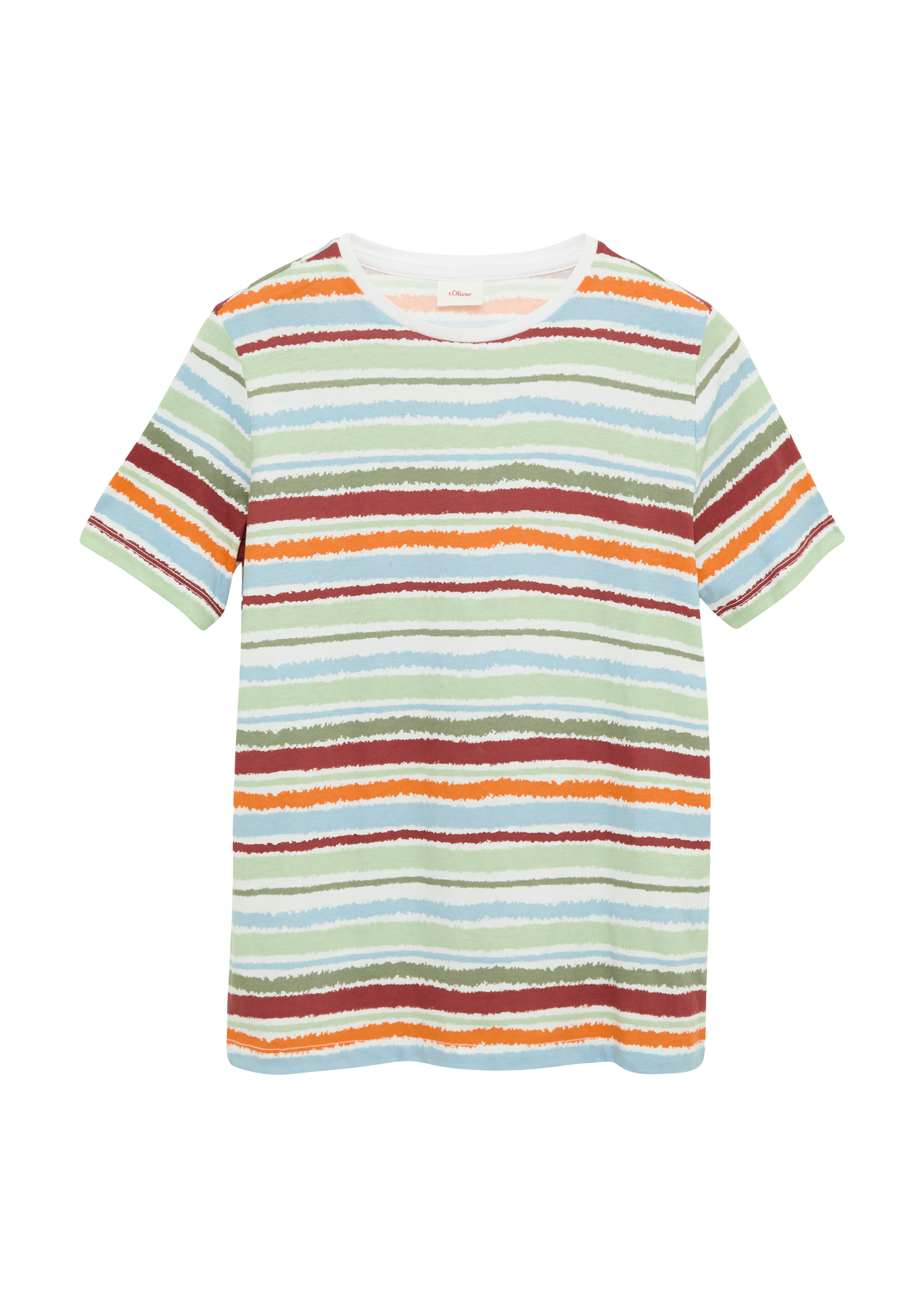 s.Oliver - Jersey-T-Shirt mit All-over-Print, Jungen, mehrfarbig|weiß