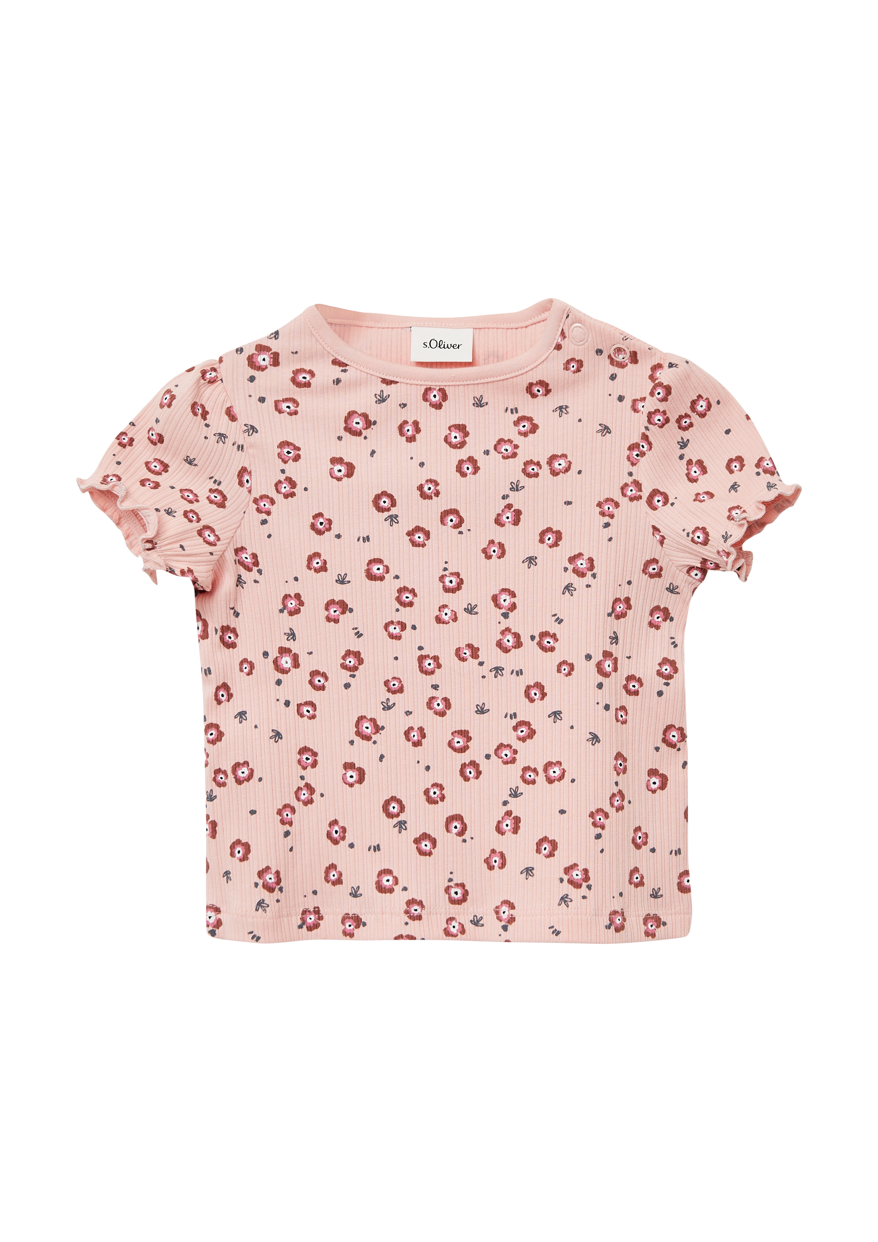 s.Oliver - Elastisches T-Shirt aus Rippware mit Puffärmeln, Babys, Rosa