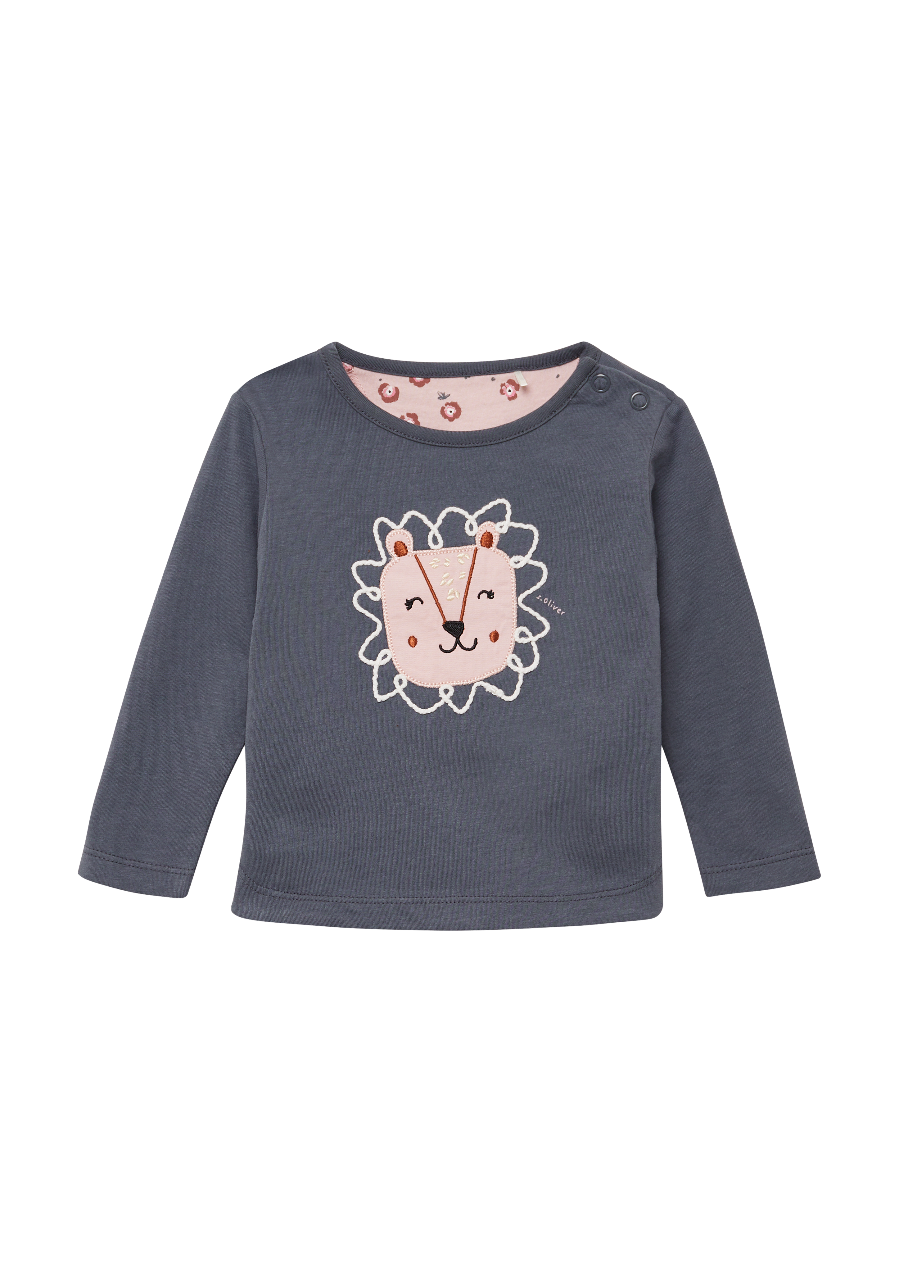 s.Oliver - Longsleeve mit Applikation und abgerundetem Saum, Babys, grau