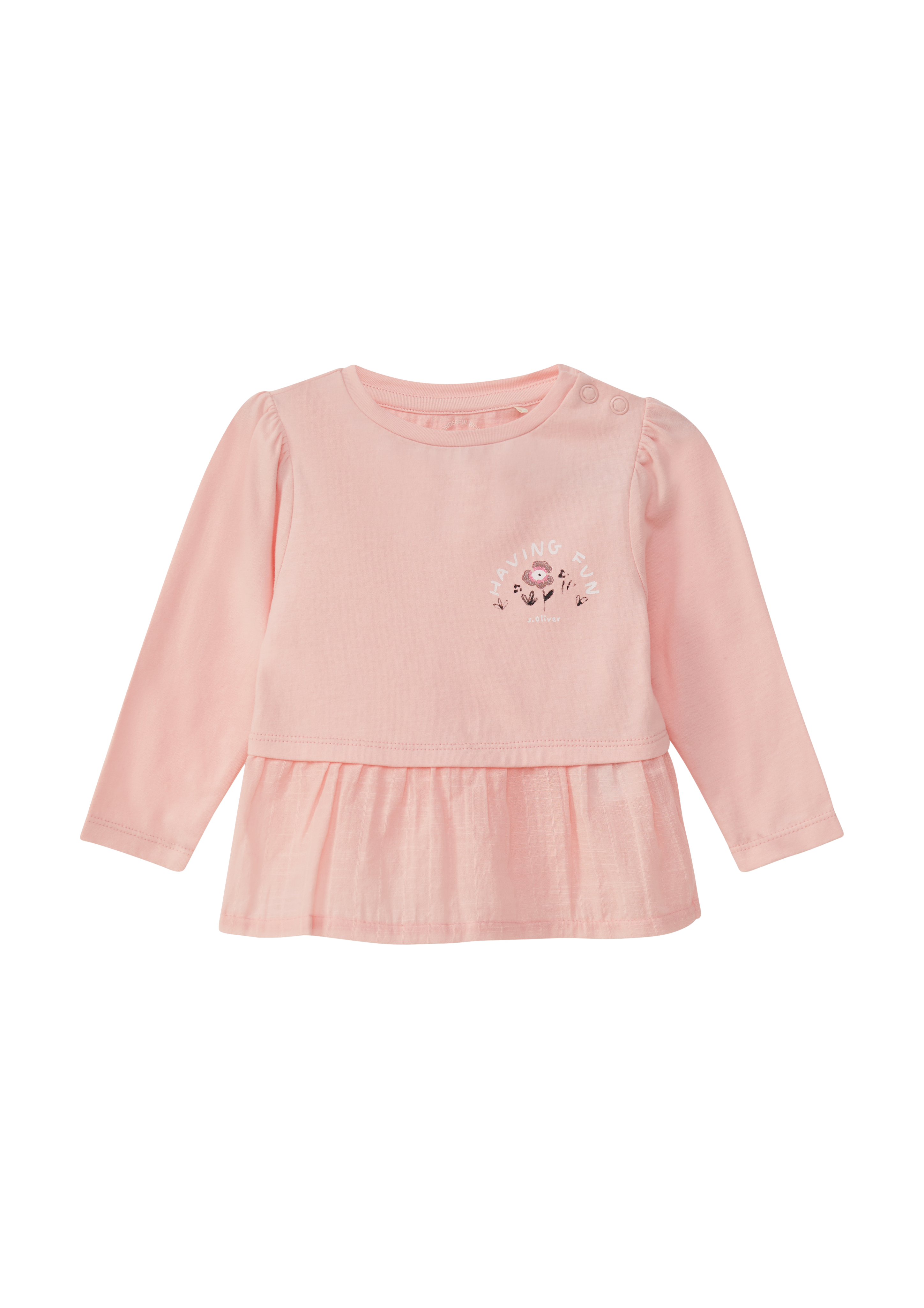 s.Oliver - Longsleeve im Materialmix mit Puffärmeln, Babys, Rosa
