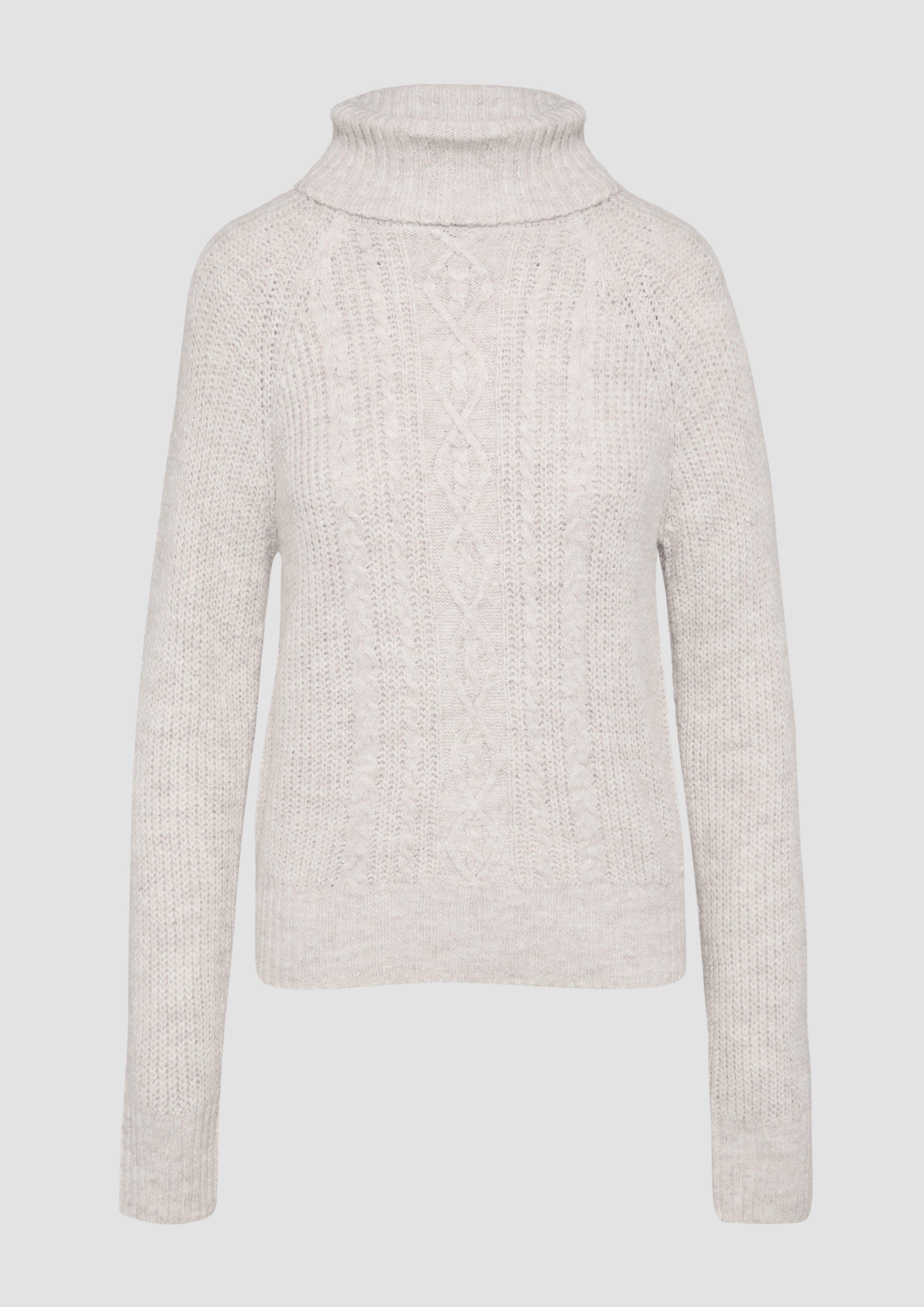 QS - Kuscheliger Zopfstrickpullover, Damen, Beige