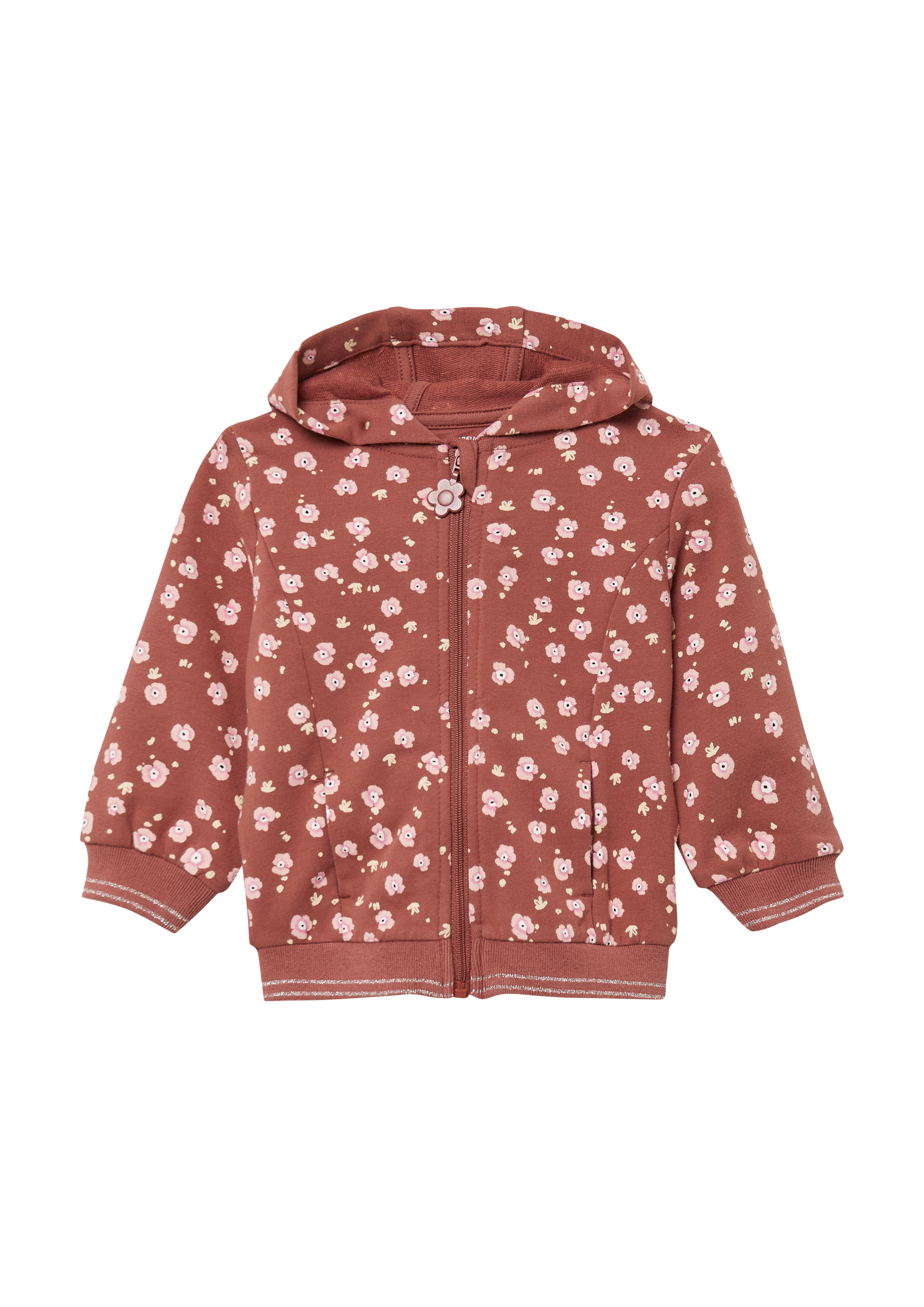s.Oliver - Leichte Sweatjacke mit Kapuze und Glitzer-Details, Babys, rot