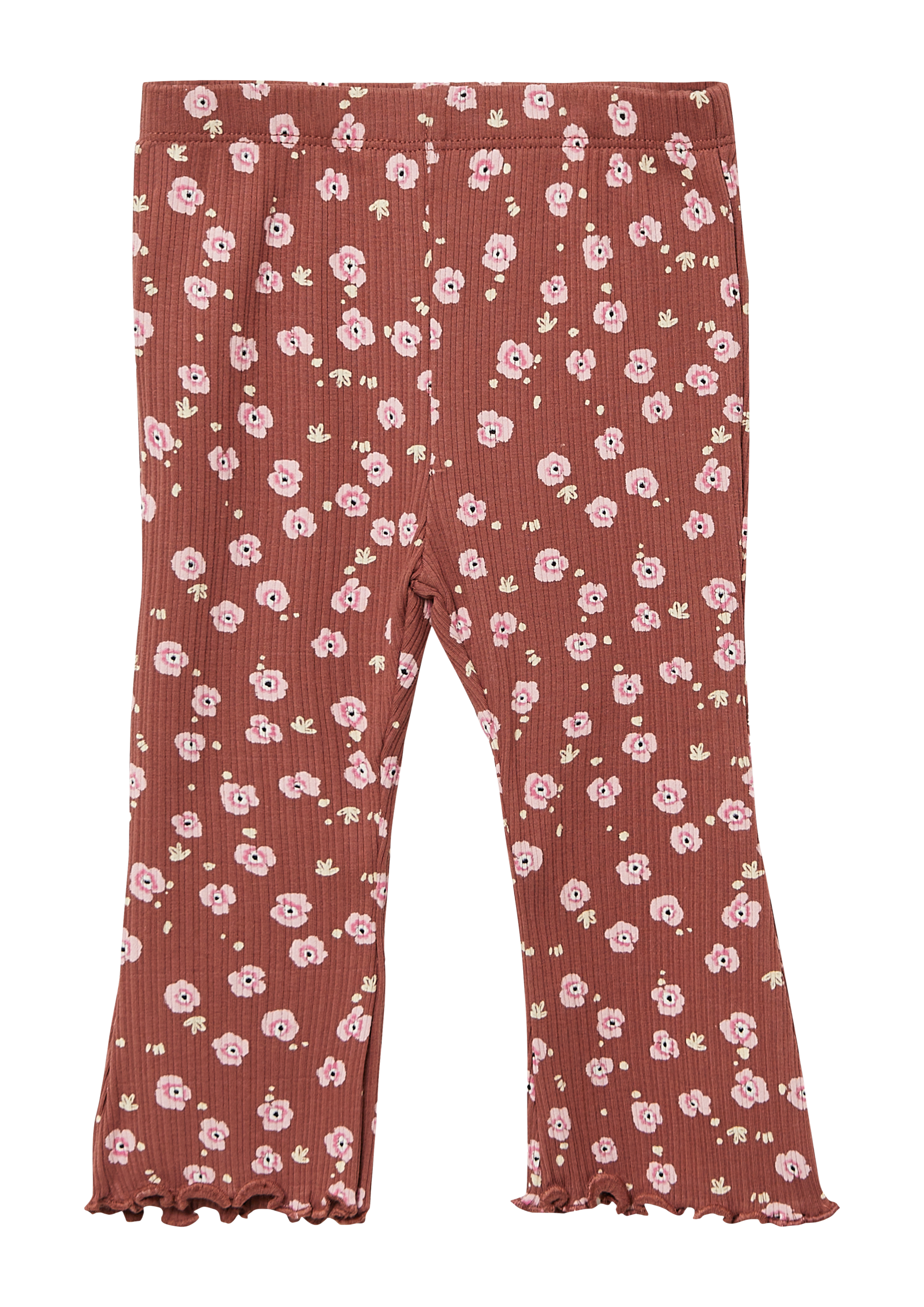 s.Oliver - Elastische Leggings aus Rippware mit Flared Leg, Babys, rot|mehrfarbig