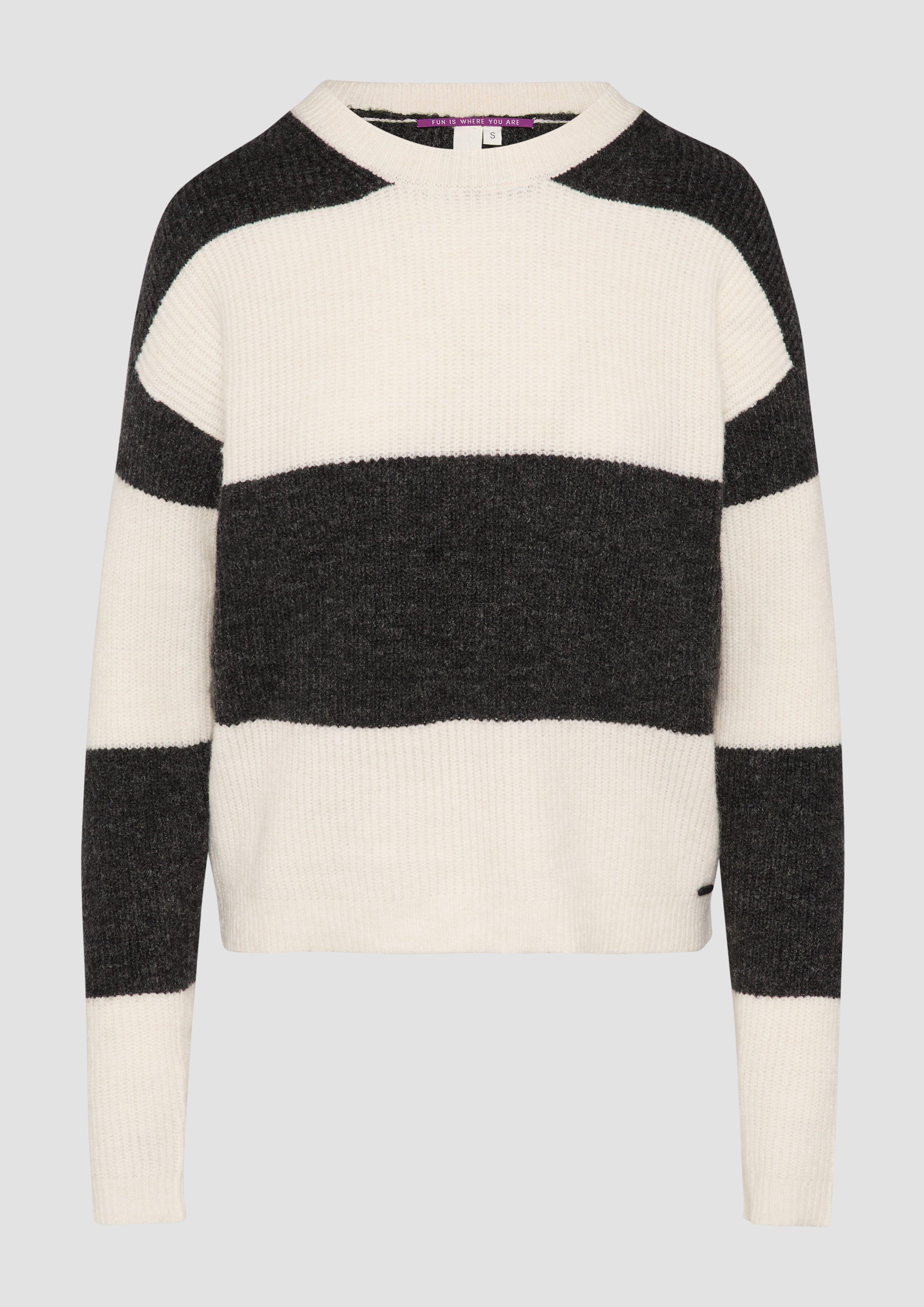 Thumbnail - QS - Melierter Strickpullover mit überschnittenen Ärmeln, Damen, grau