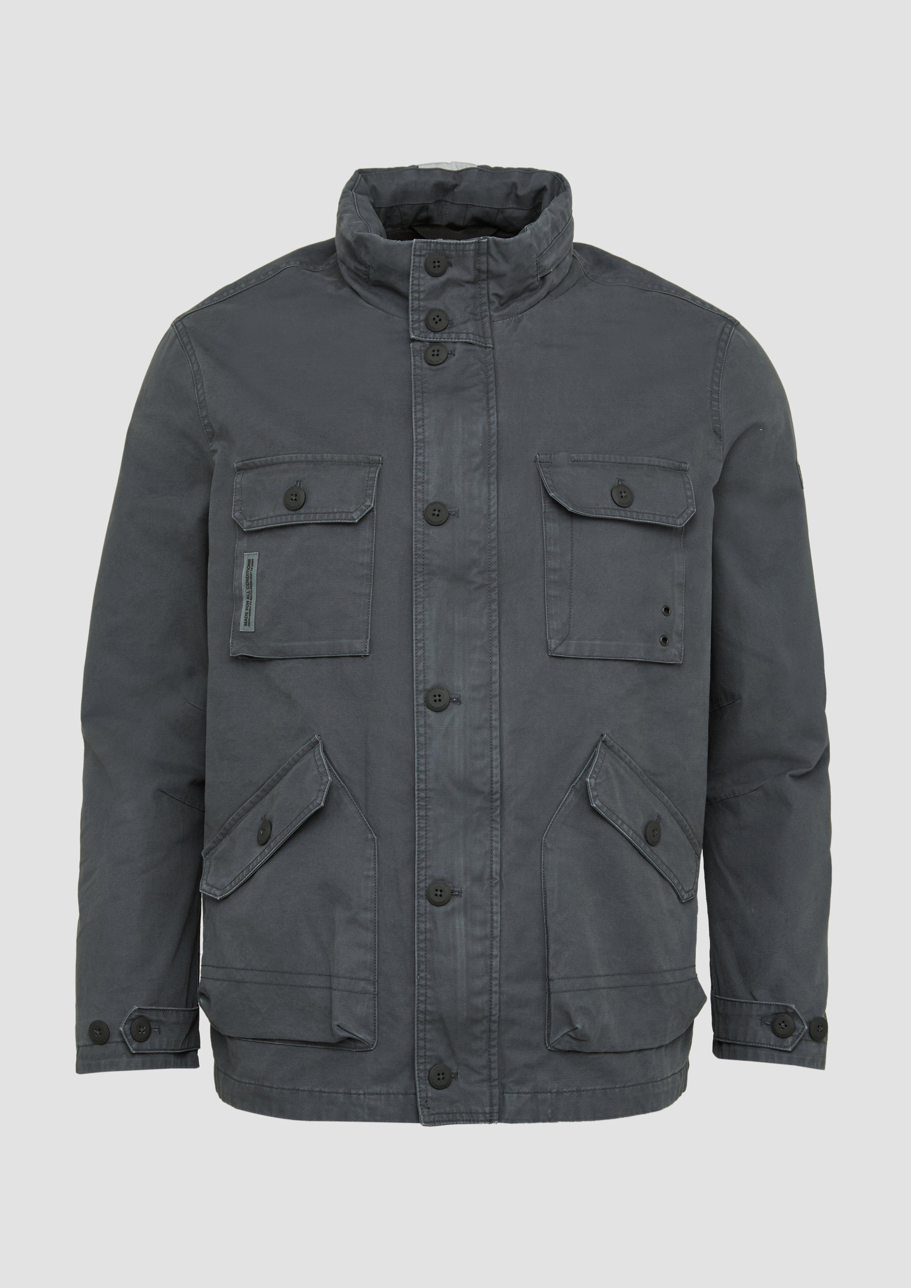 s.Oliver - Jacke im Utility-Stil mit Kapuze im Kragen, Herren, grau
