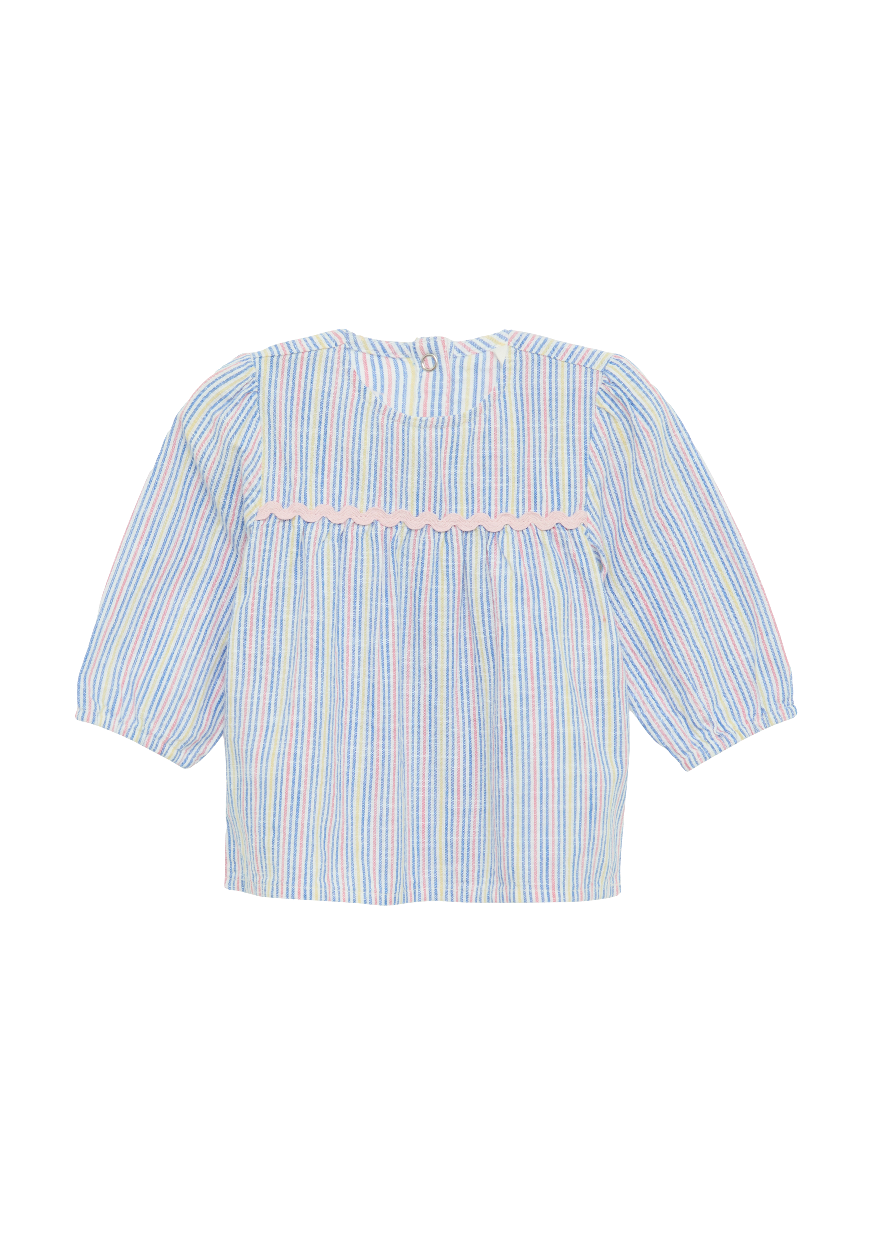 s.Oliver - Gestreifte Bluse in Leinenoptik mit Raffung, Babys, blau|mehrfarbig