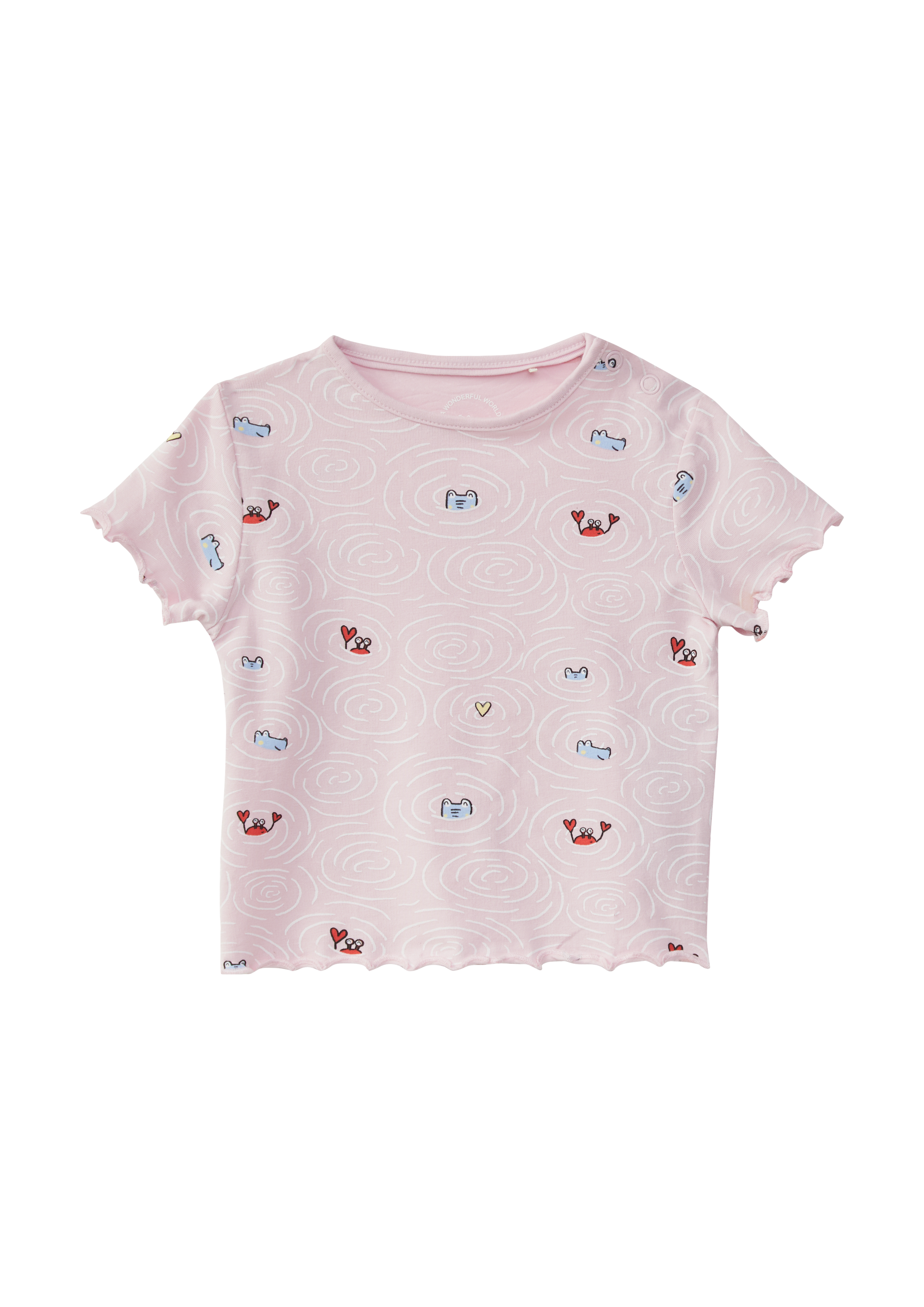 s.Oliver - Jersey-Shirt mit All-over-Print und Rollsaum, Babys, Rosa