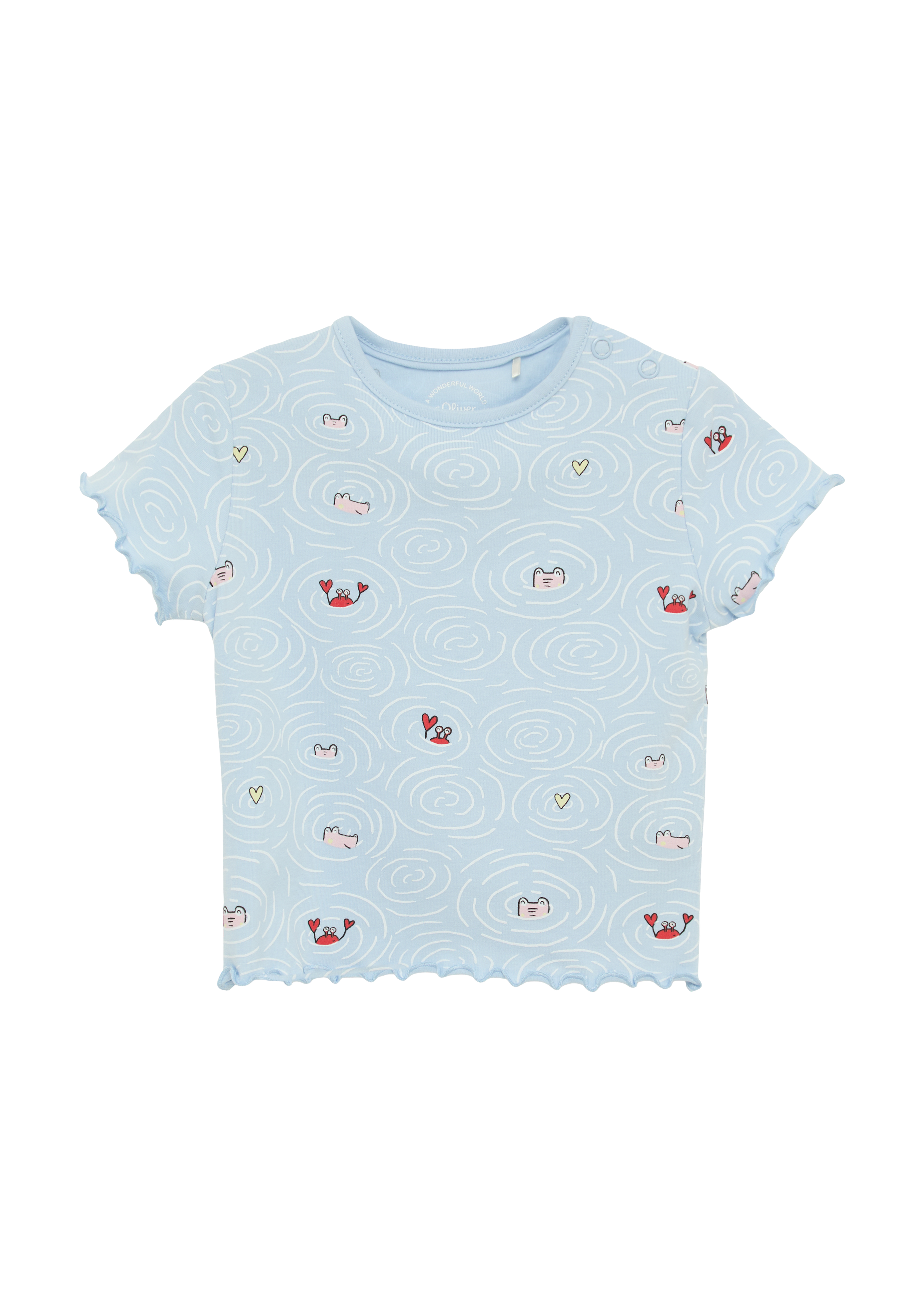 s.Oliver - Jersey-Shirt mit All-over-Print und Rollsaum, Babys, blau