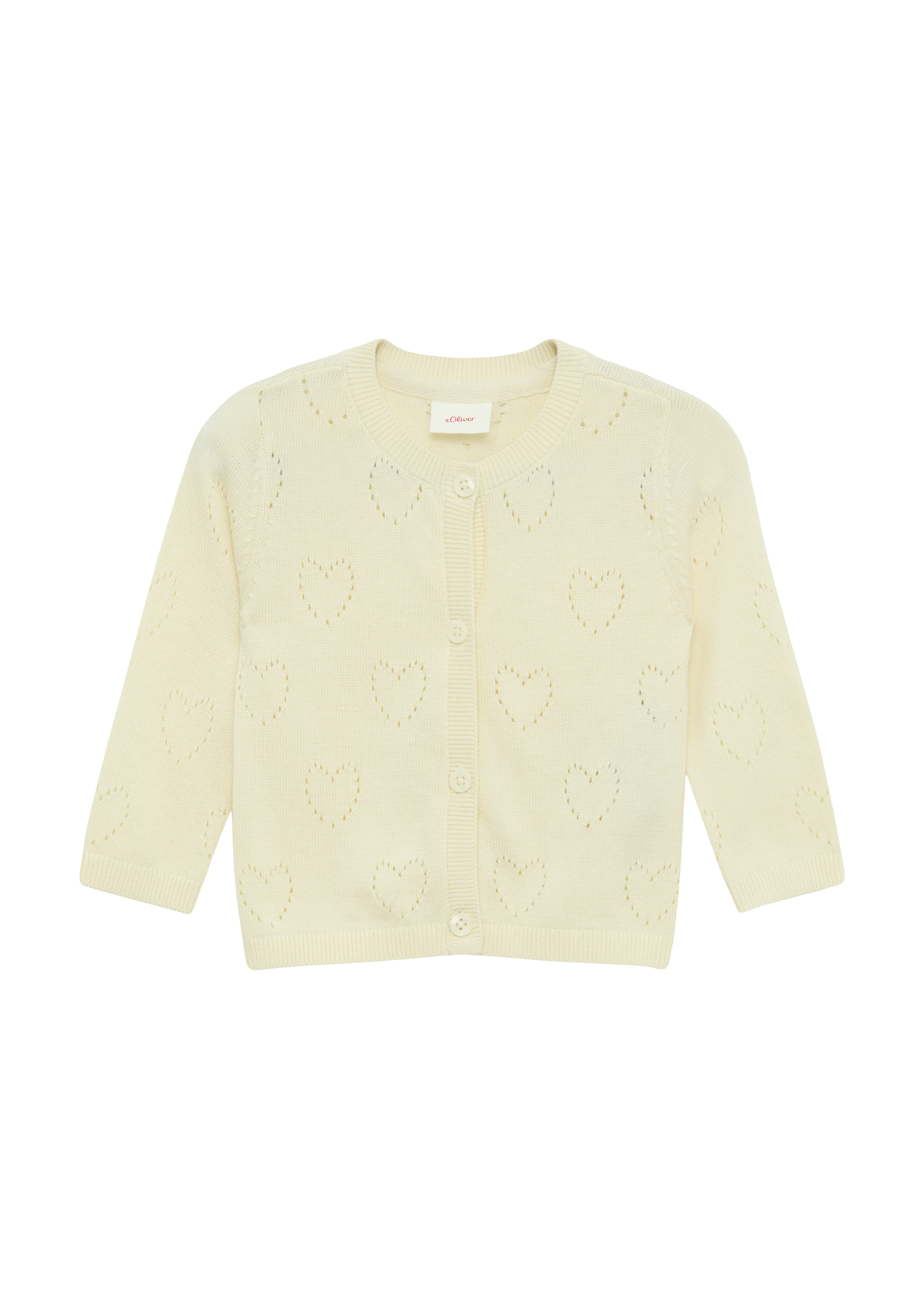 s.Oliver - Cardigan mit Herz-Ajourmuster, Babys, creme