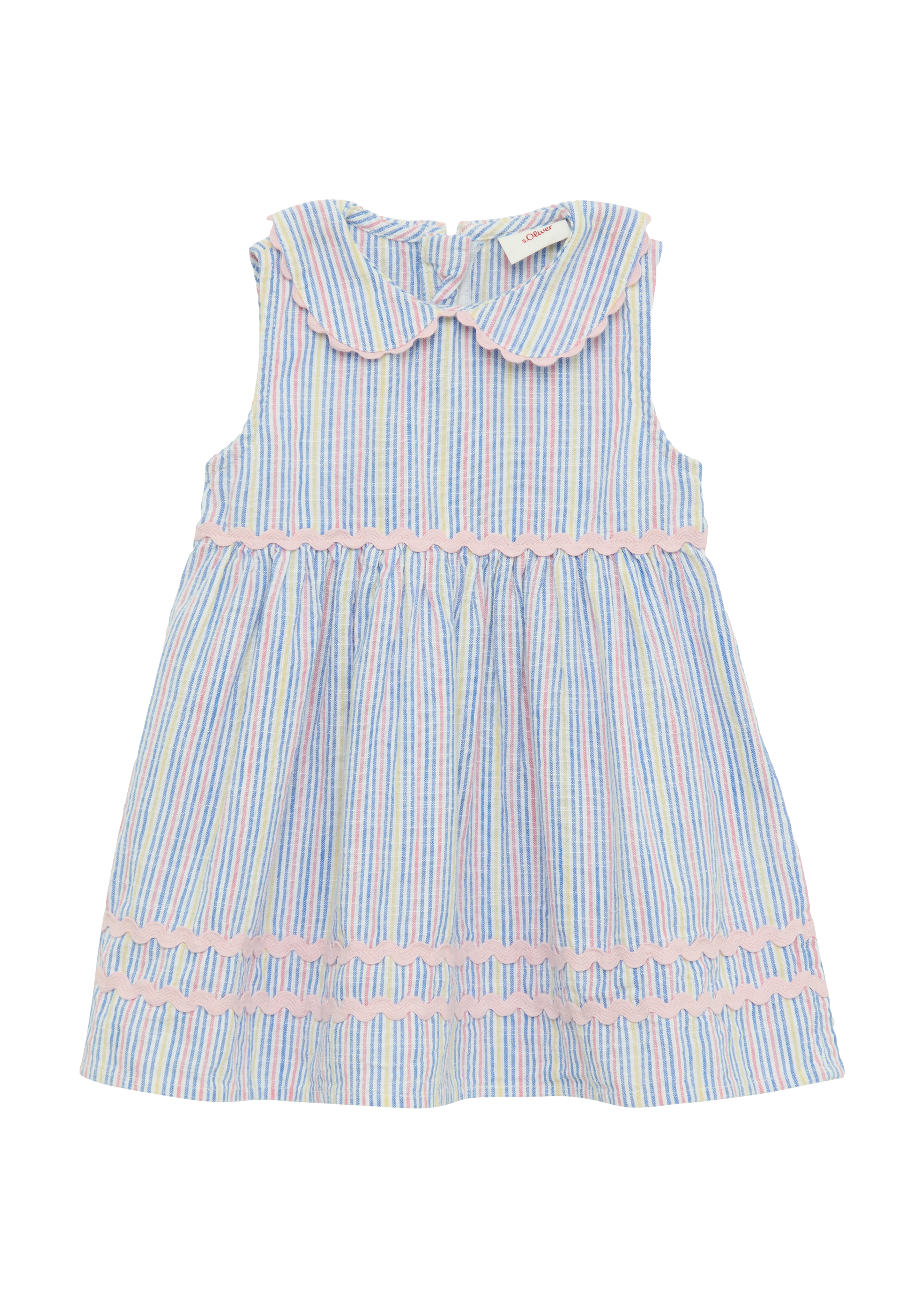 s.Oliver - Gestreiftes Kleid in Leinenoptik mit Bubikragen, Babys, blau|mehrfarbig