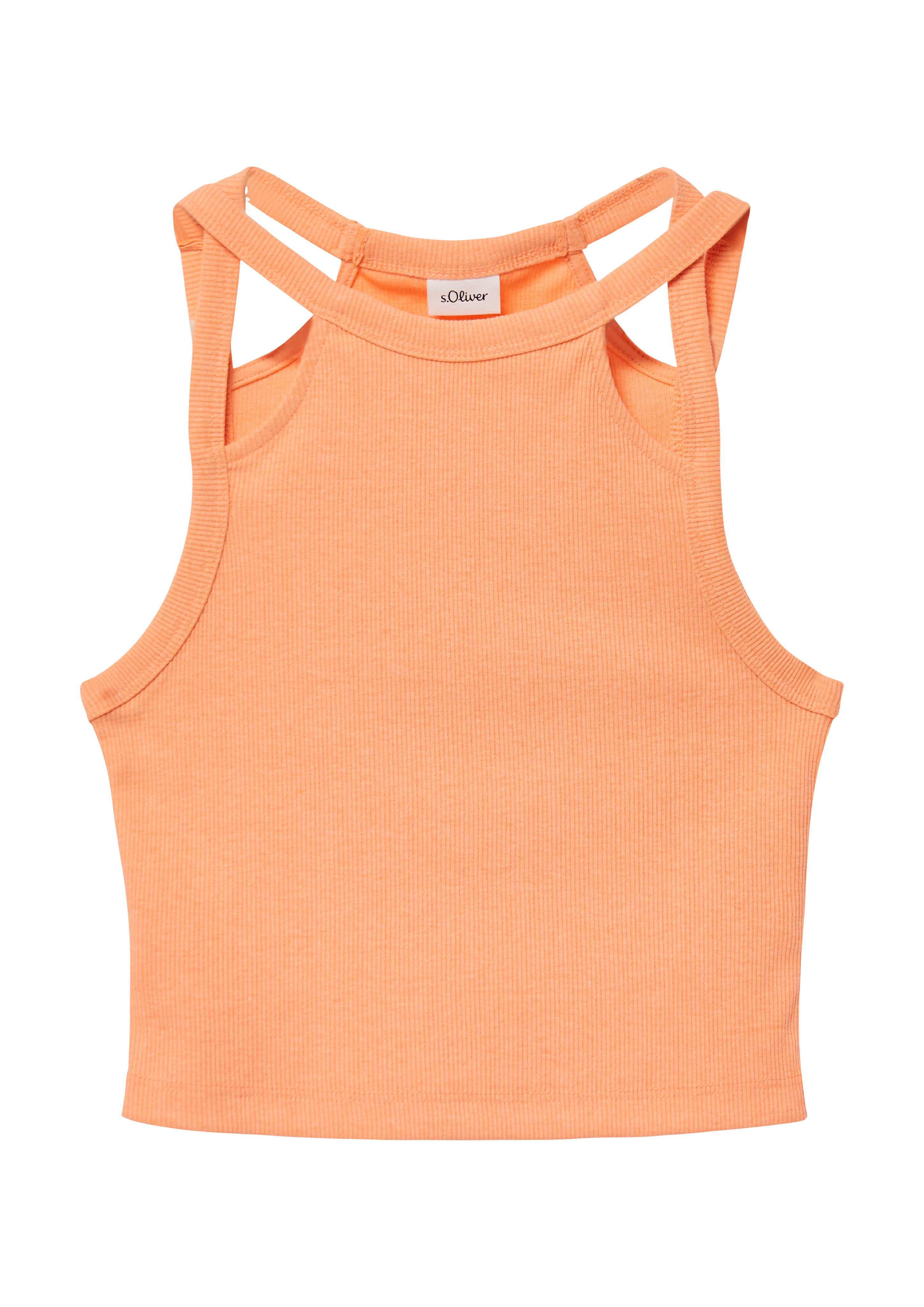 s.Oliver - Verkürztes Tanktop aus Rippware mit Cut-outs, Mädchen, Orange