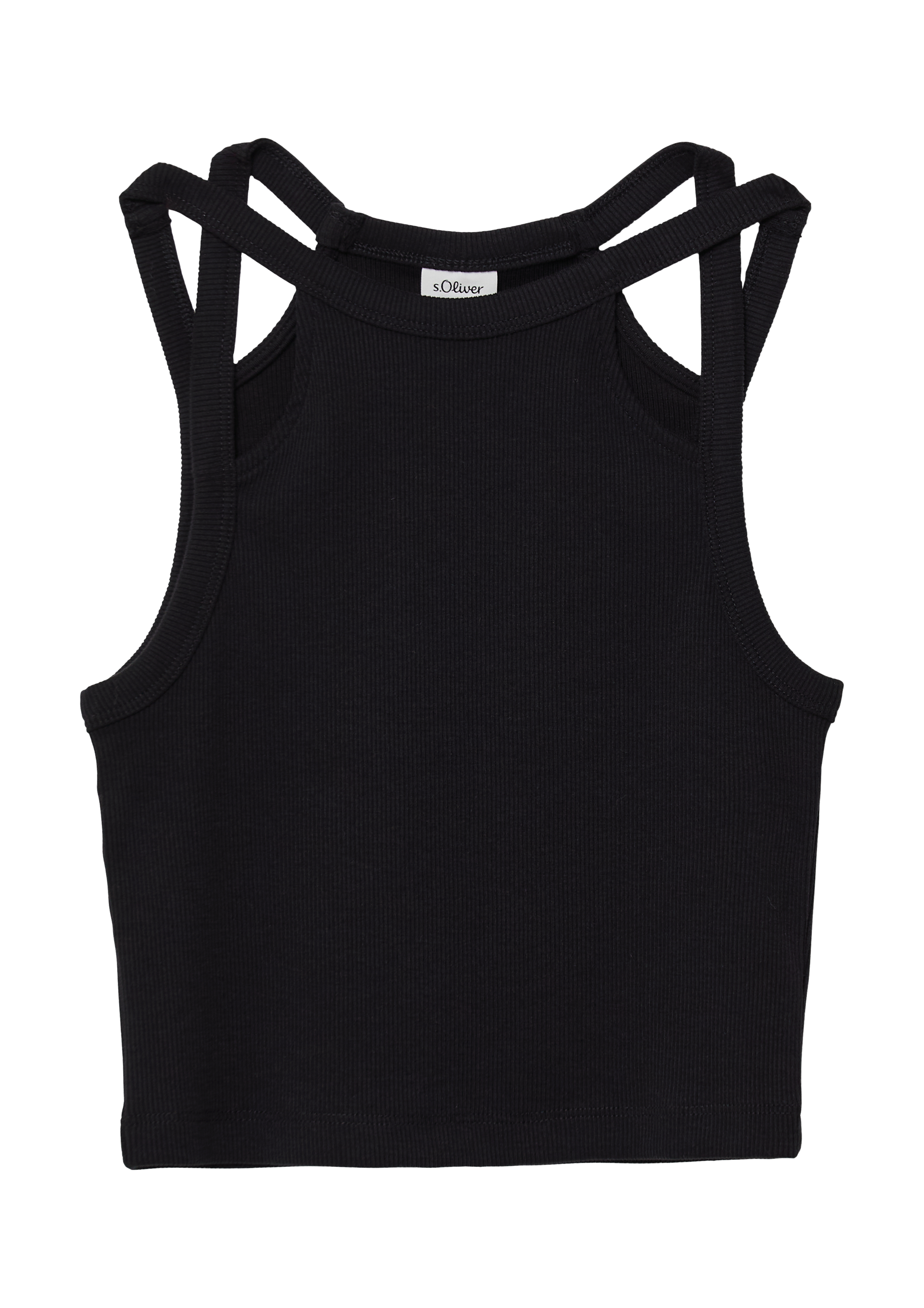 s.Oliver - Verkürztes Tanktop aus Rippware mit Cut-outs, Mädchen, rot