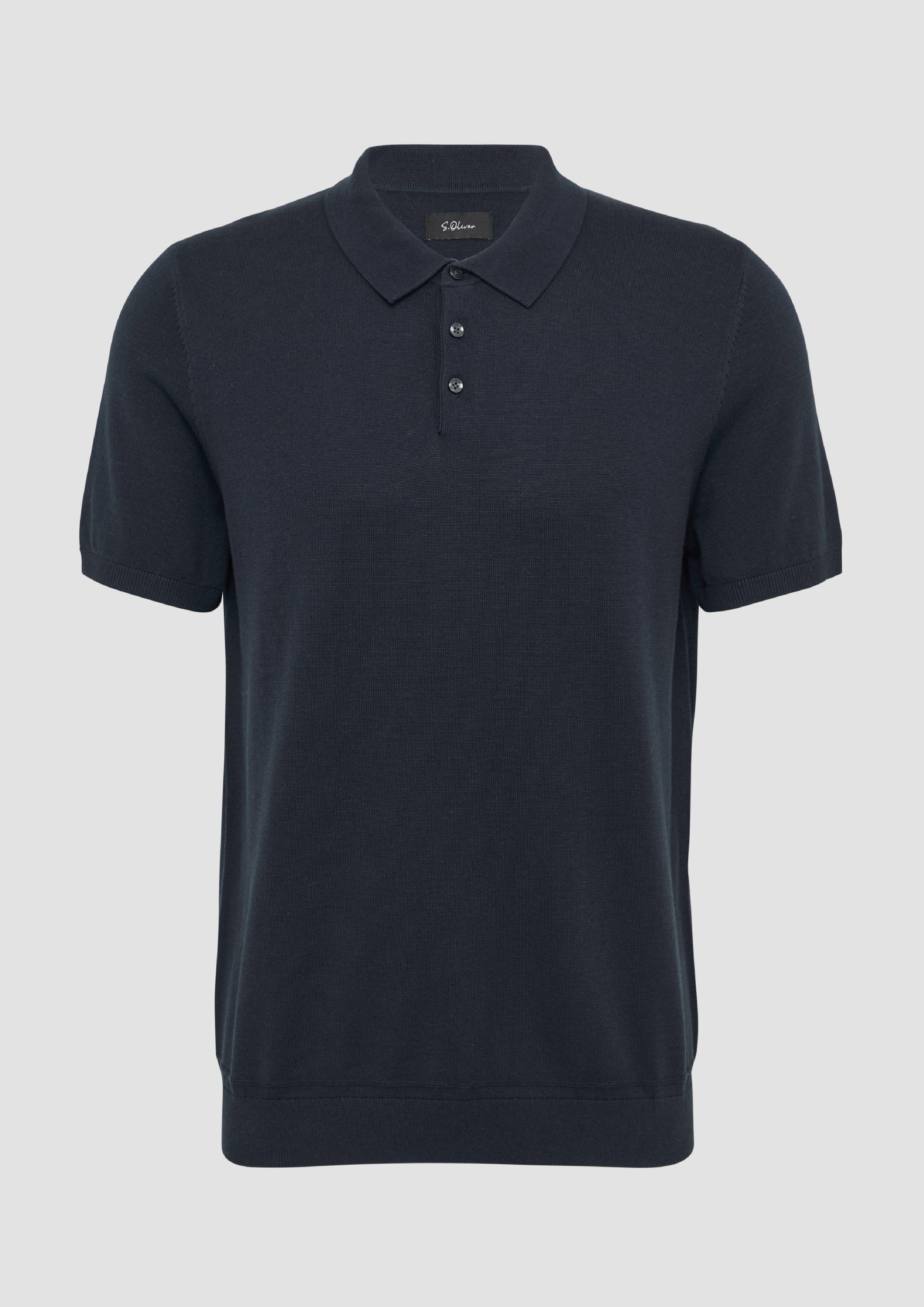 Thumbnail - s.Oliver - Feinstrick-Poloshirt aus Baumwoll-Modalmix, Herren, blau
