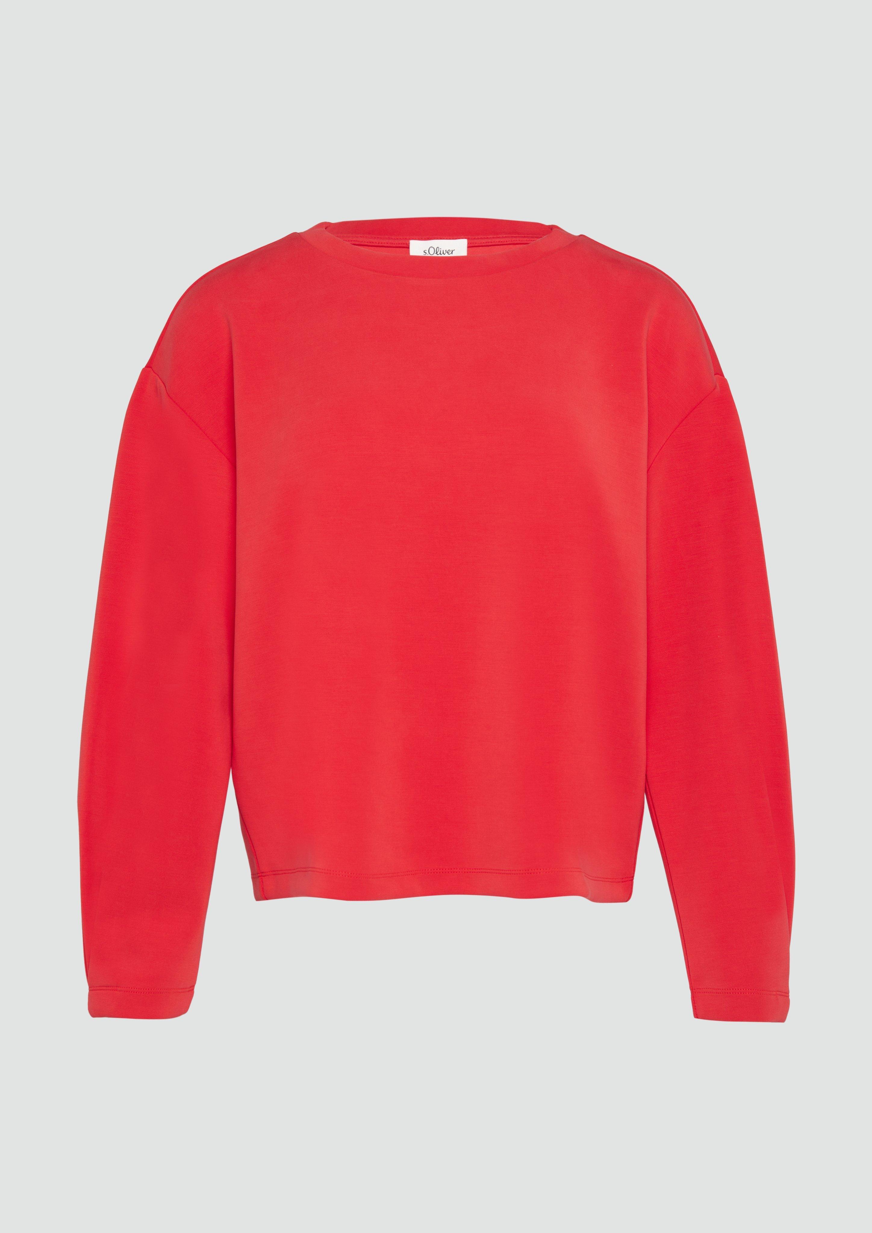 s.Oliver - Scuba-Sweatshirt aus Modalmix mit Faltendetail, Damen, rot