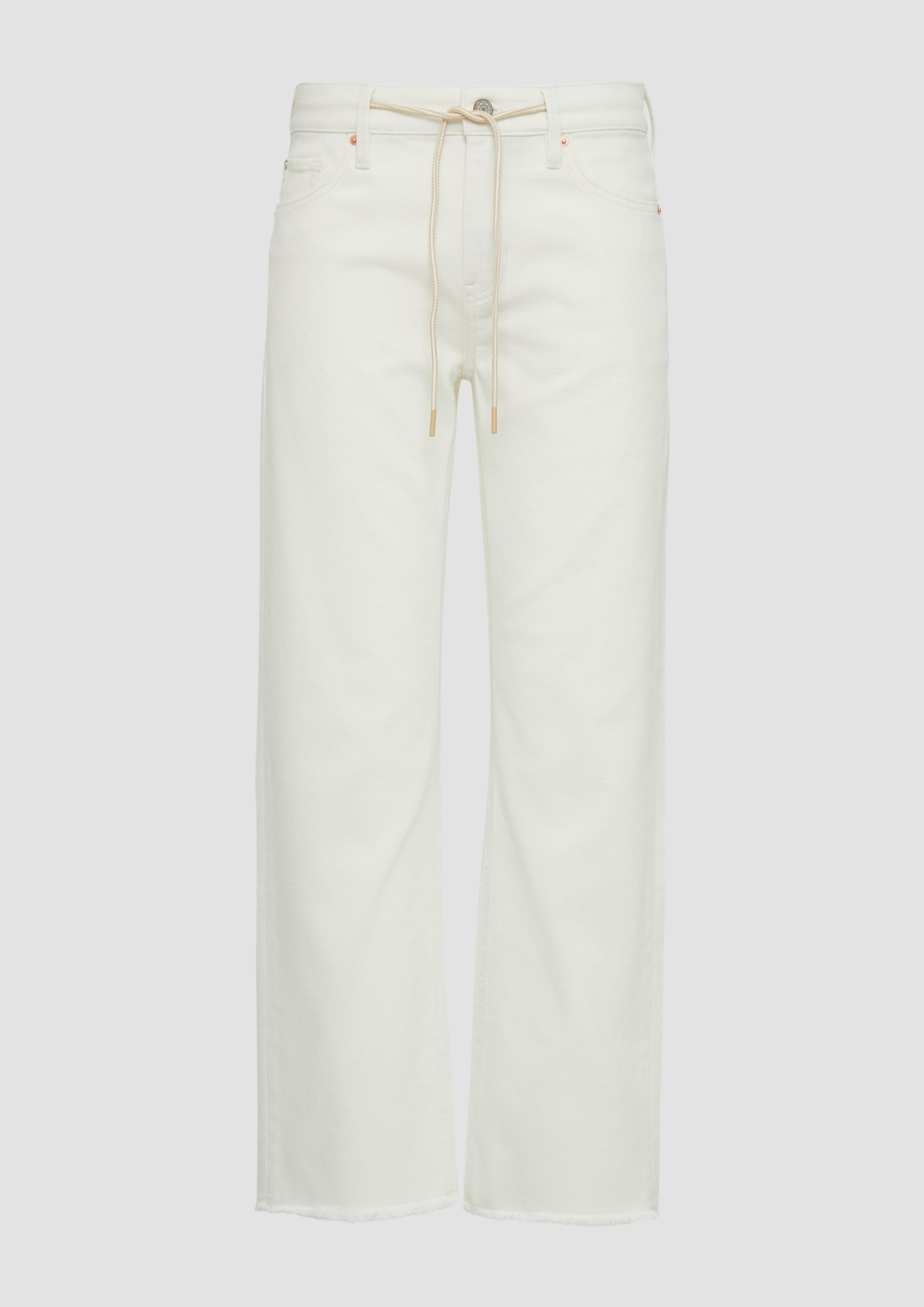 s.Oliver - Cropped-Jeans Karolin / Regular Fit / Mid Rise / Straight Leg / offener Saum, Damen, creme