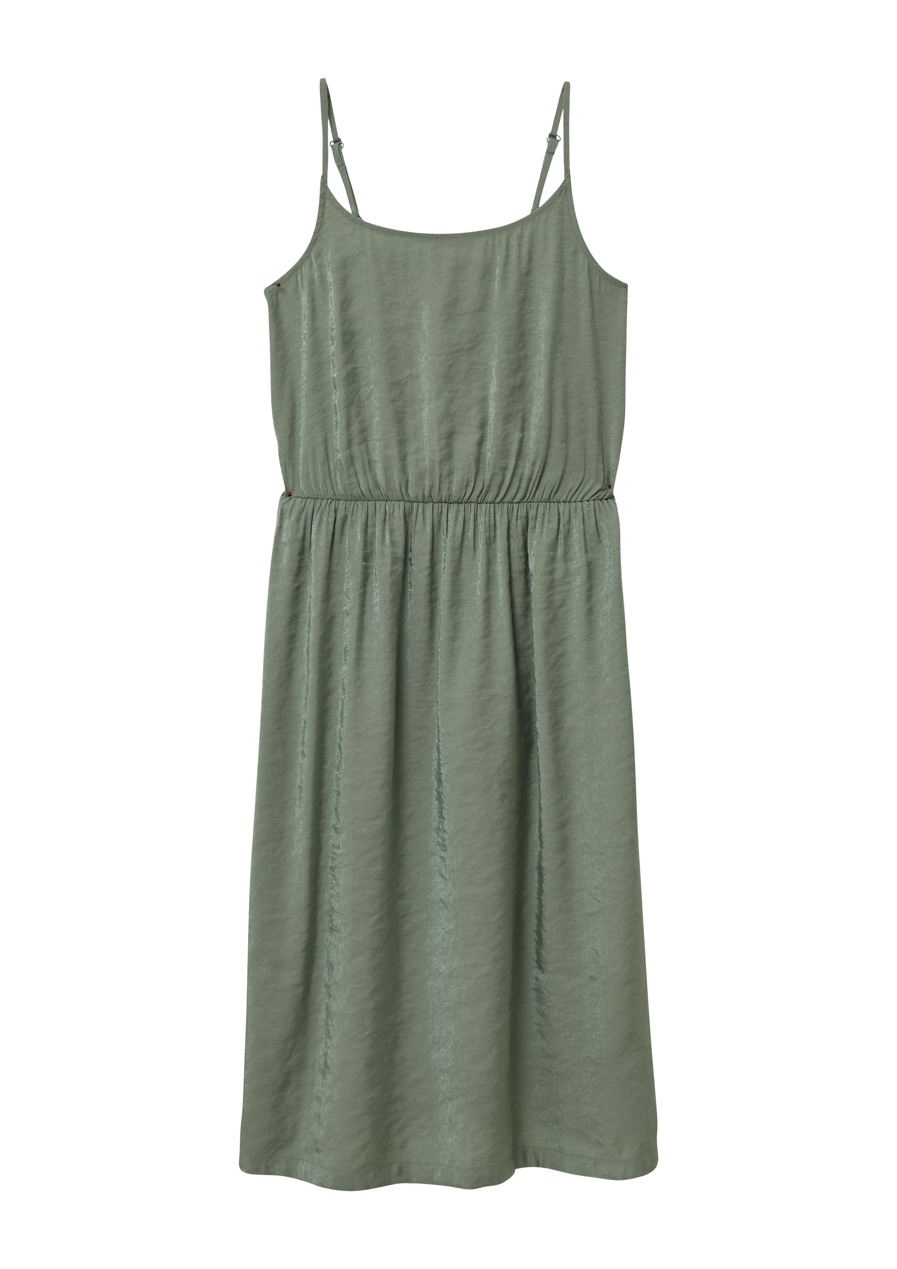 s.Oliver - Glänzendes Spaghettiträger-Kleid aus Viskosemix mit elastischer Taille, Mädchen, Grün
