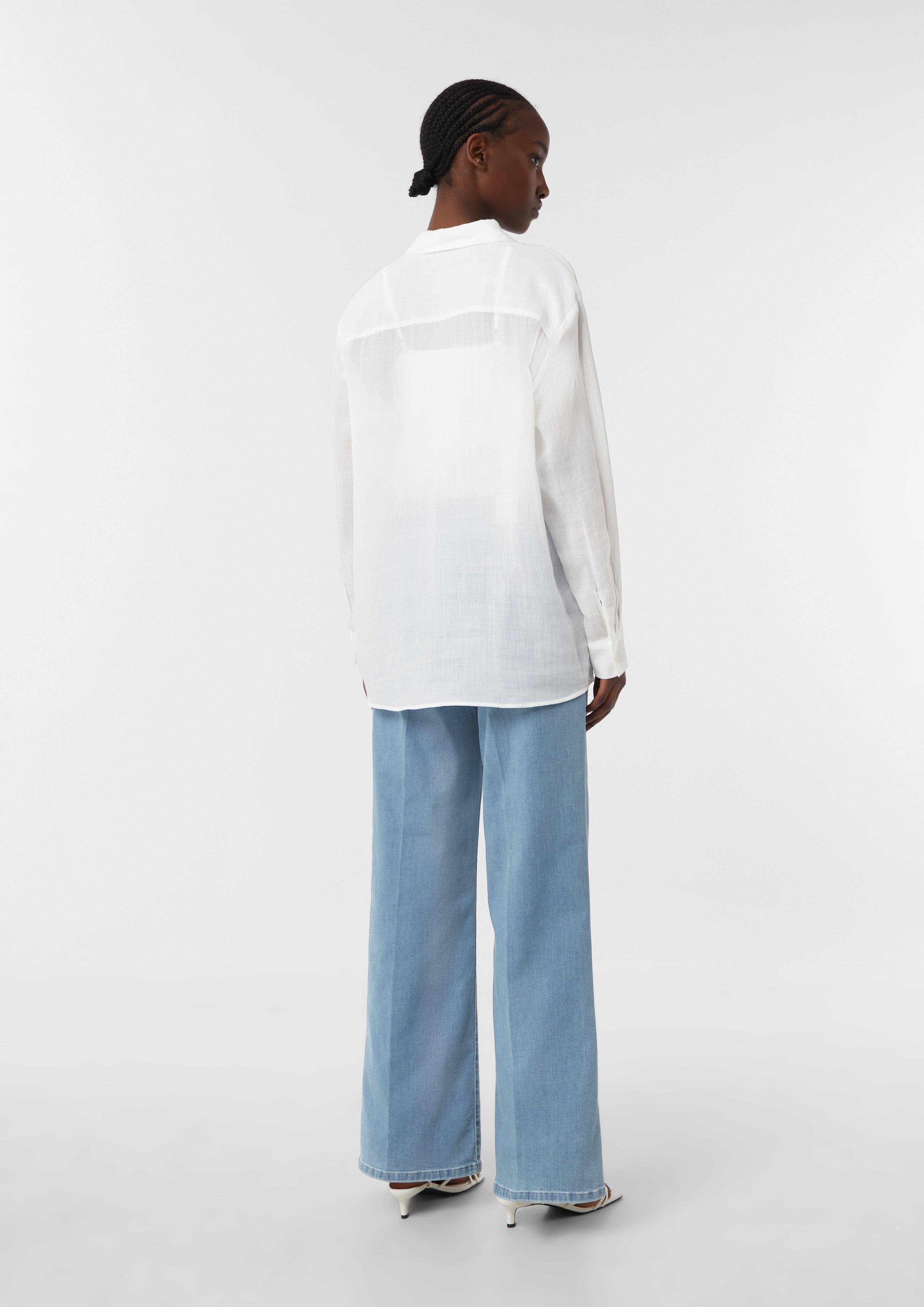 Oversized semi-sheer ramie blouse - White | SCAYLE
