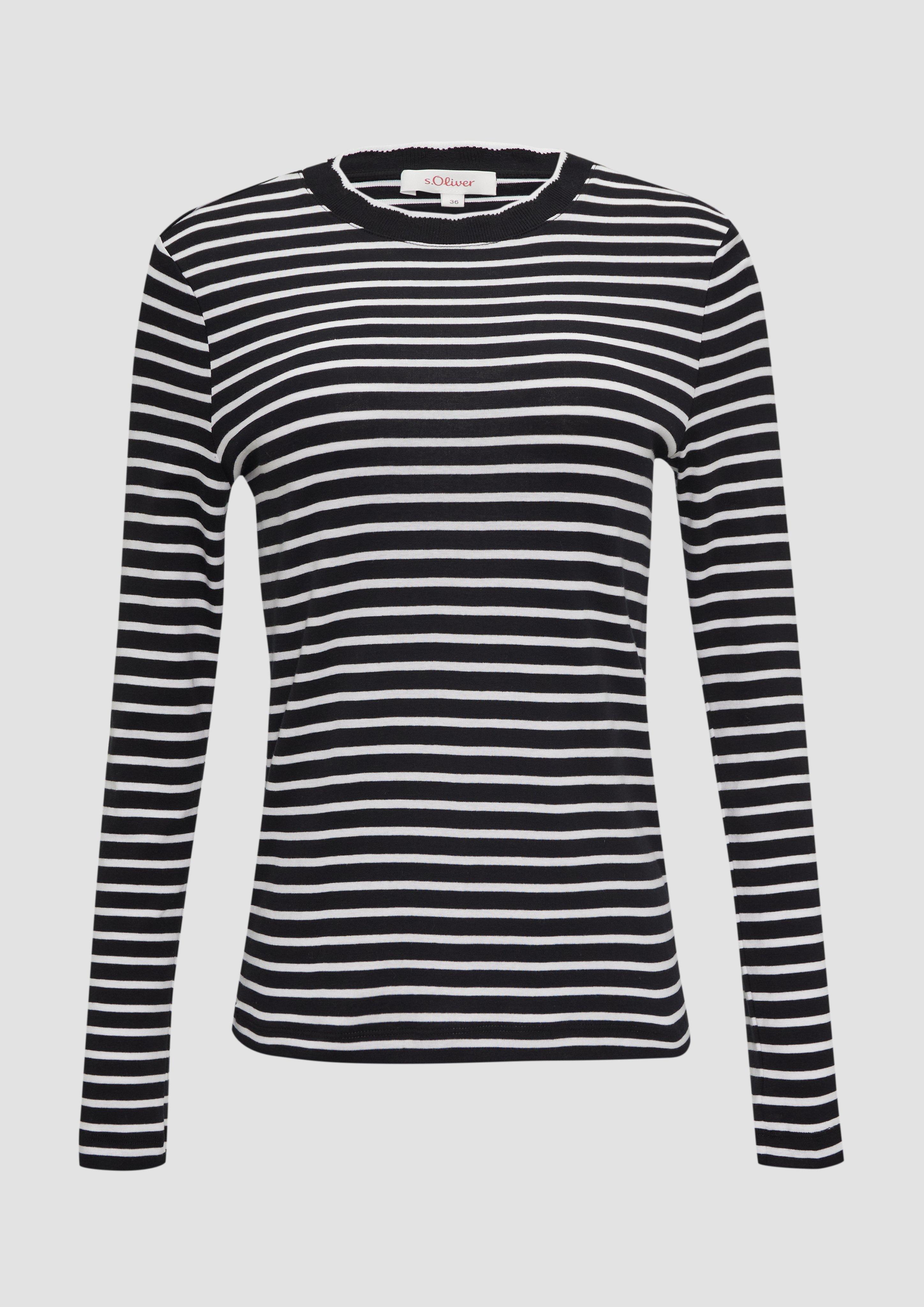 Thumbnail - s.Oliver - Gestreiftes Slim-Fit-Langarmshirt aus Rippware, Damen, schwarz|weiß