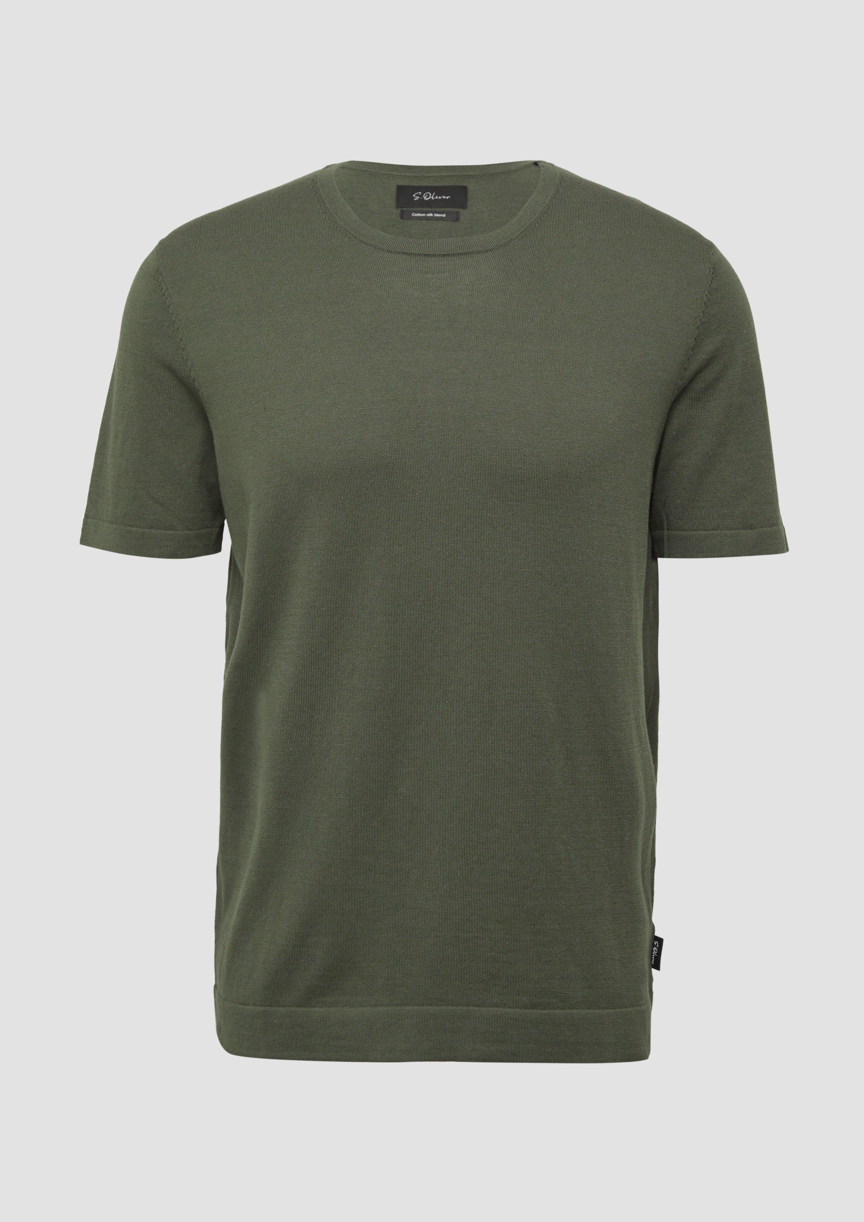 s.Oliver - Gestricktes T-Shirt aus Baumwoll-Seidenmix, Herren, Grün