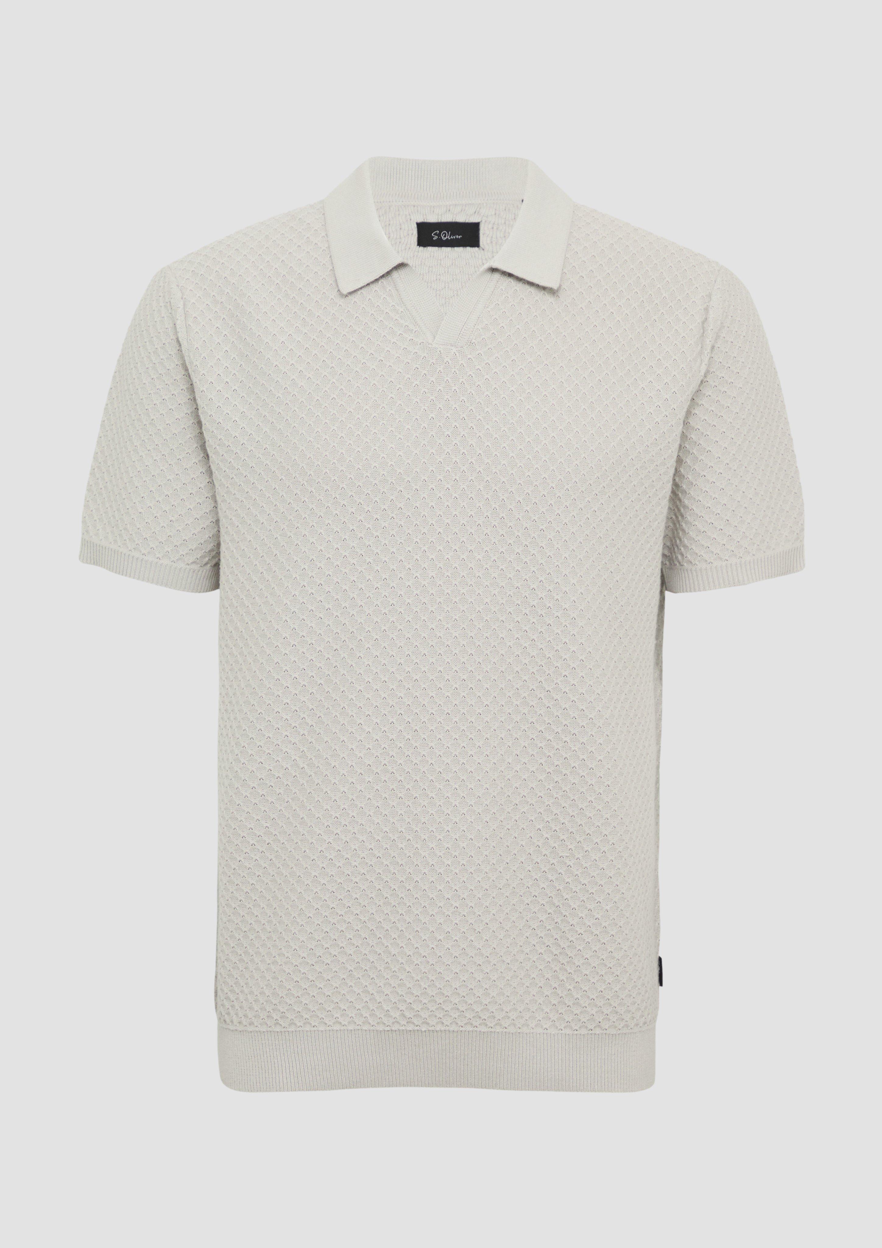 s.Oliver - Gestricktes Poloshirt mit Struktur und Bündchen, Herren, Beige