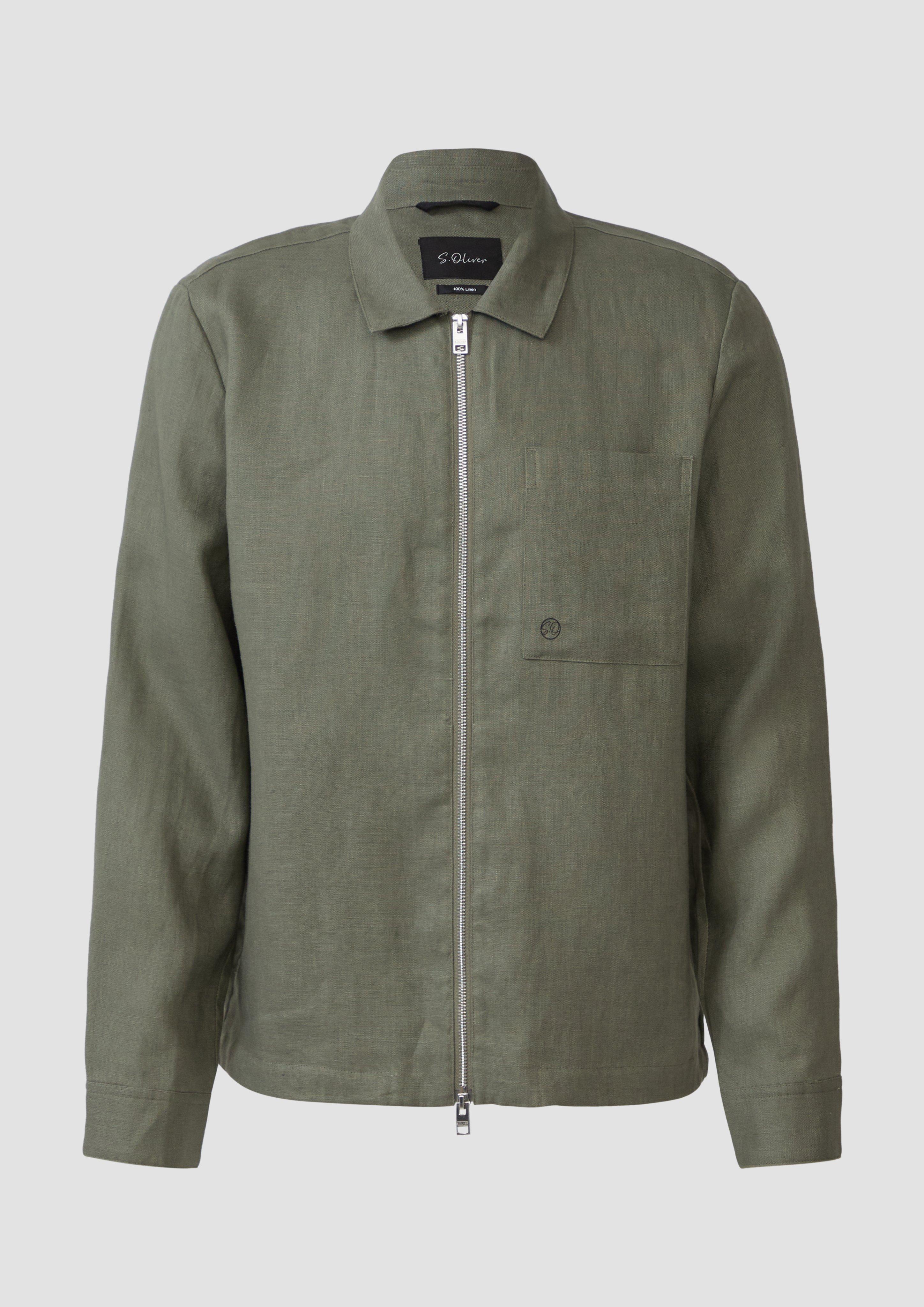 s.Oliver - Overshirt aus Leinen mit Eingrifftaschen, Herren, Grün