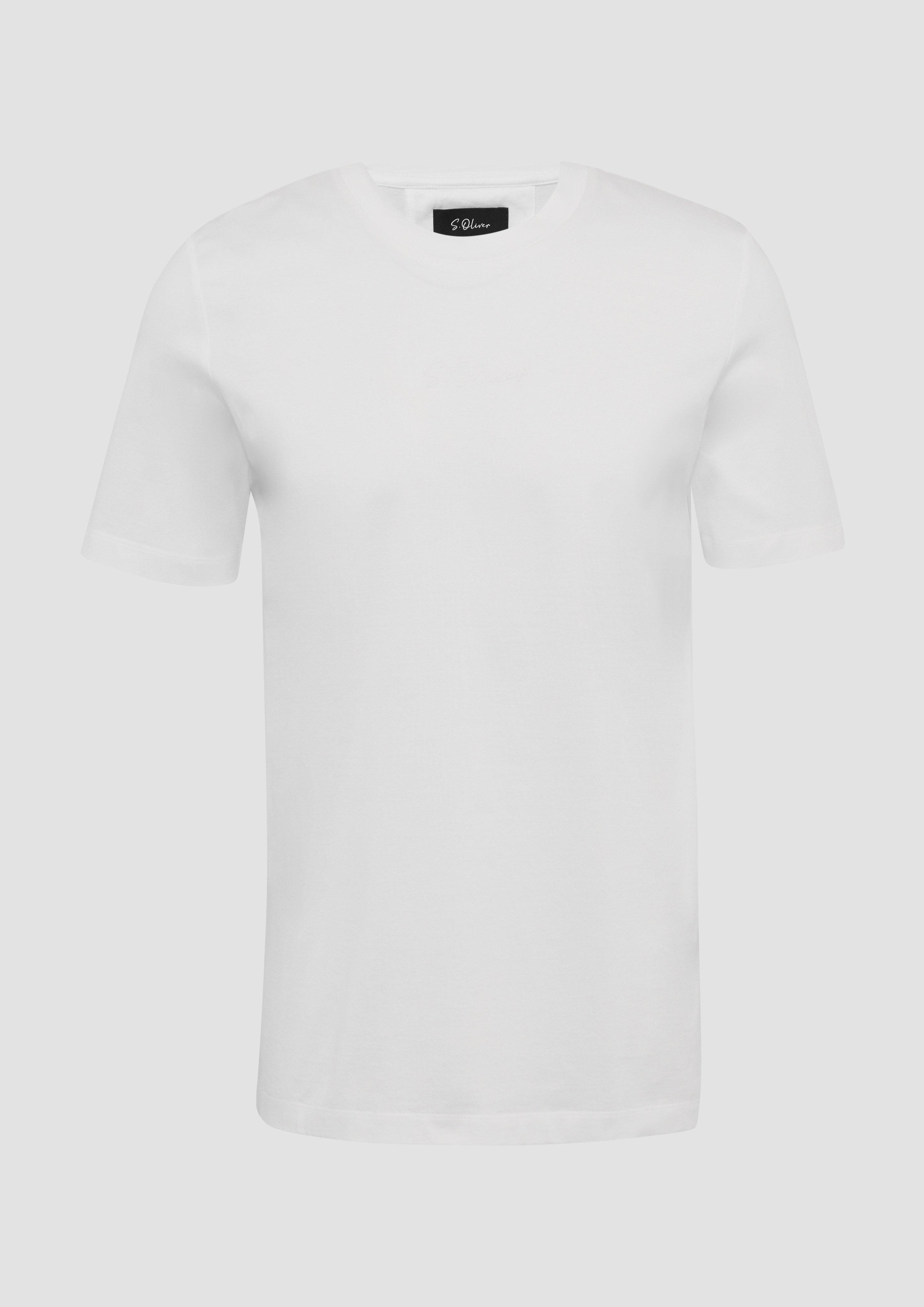s.Oliver - T-Shirt aus merzerisierter Baumwolle mit Logo-Detail, Herren, weiß