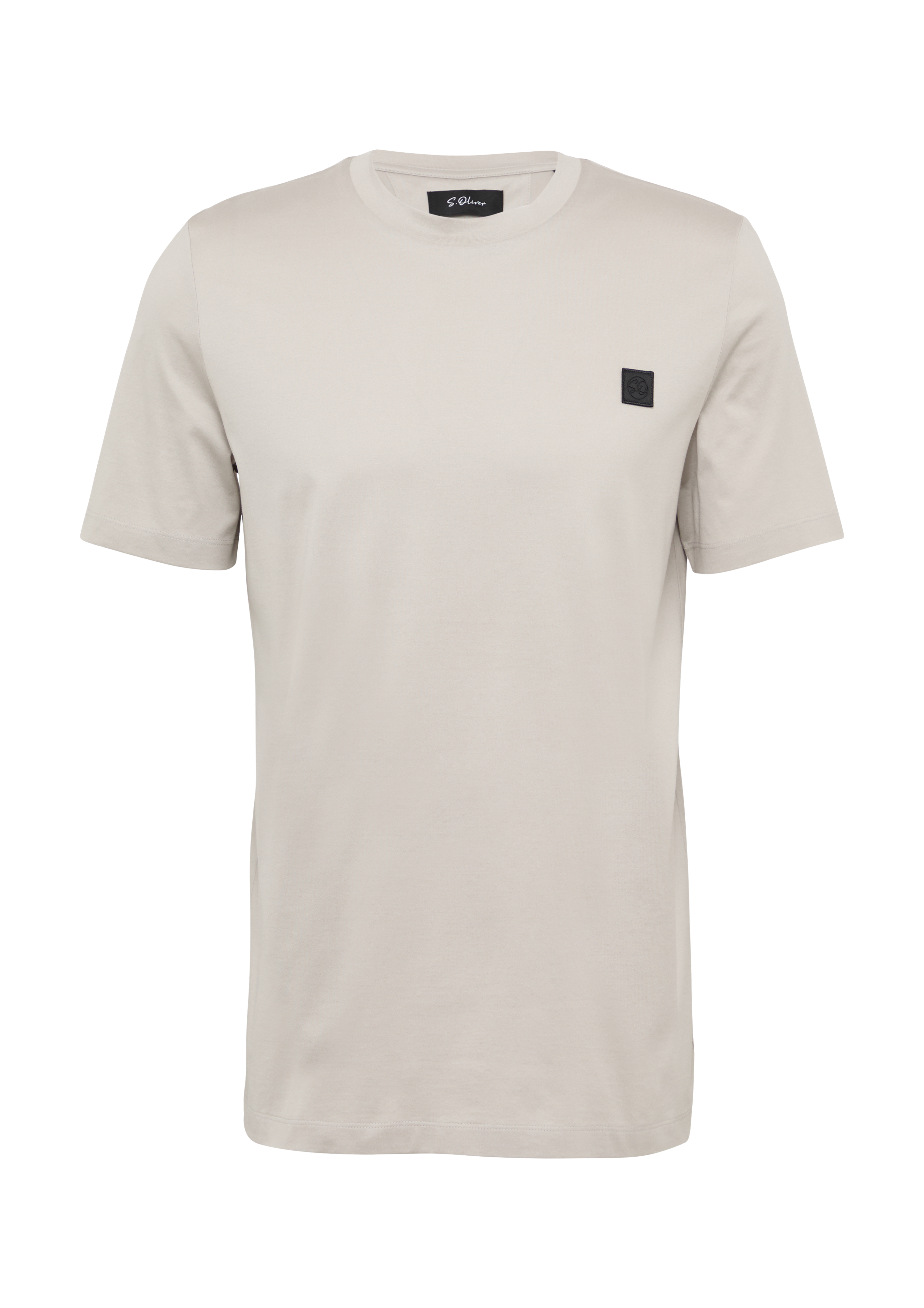Mercerised cotton T-shirt with a logo detail Beige