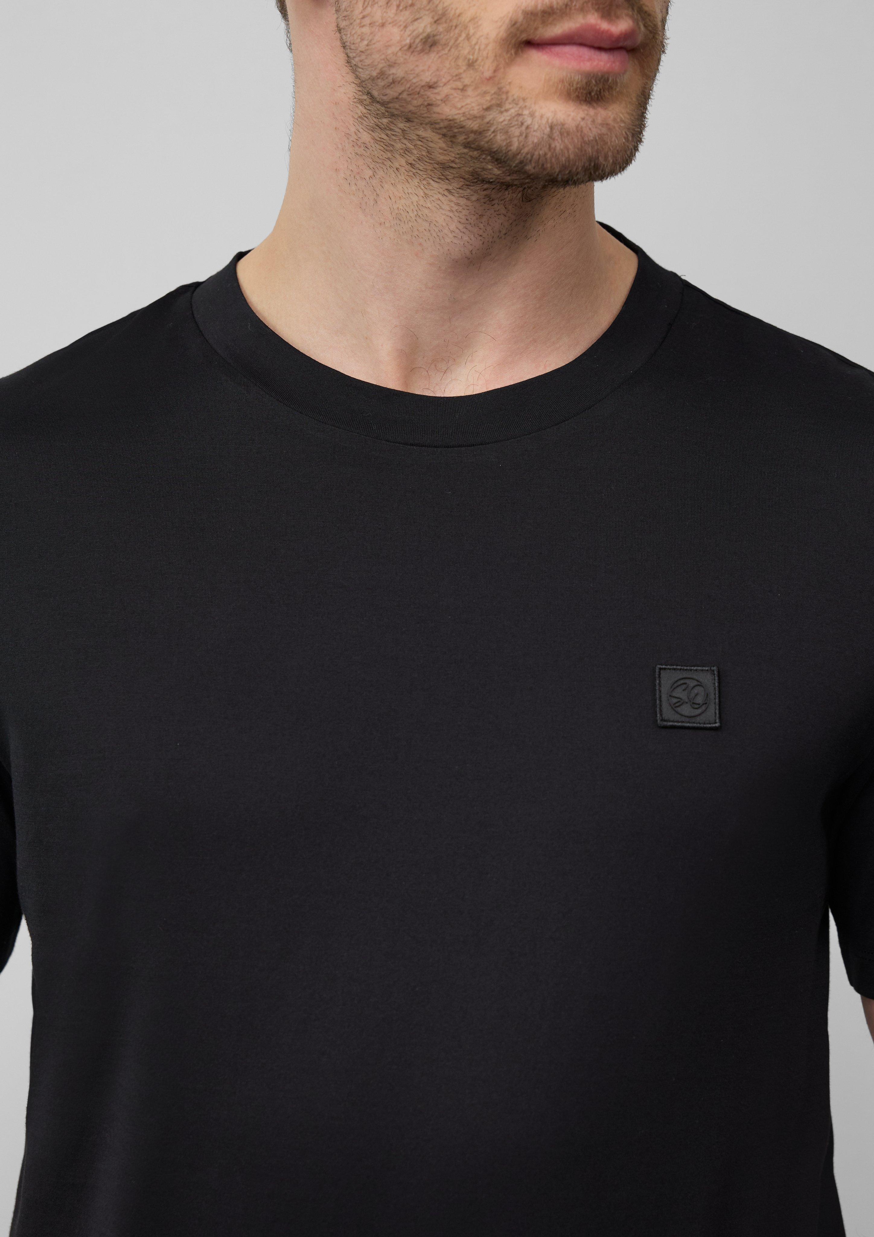 Mercerised cotton T-shirt with a logo detail - black | s.Oliver Mercerised cotton T-shirt with a logo detail - black | s.Oliver