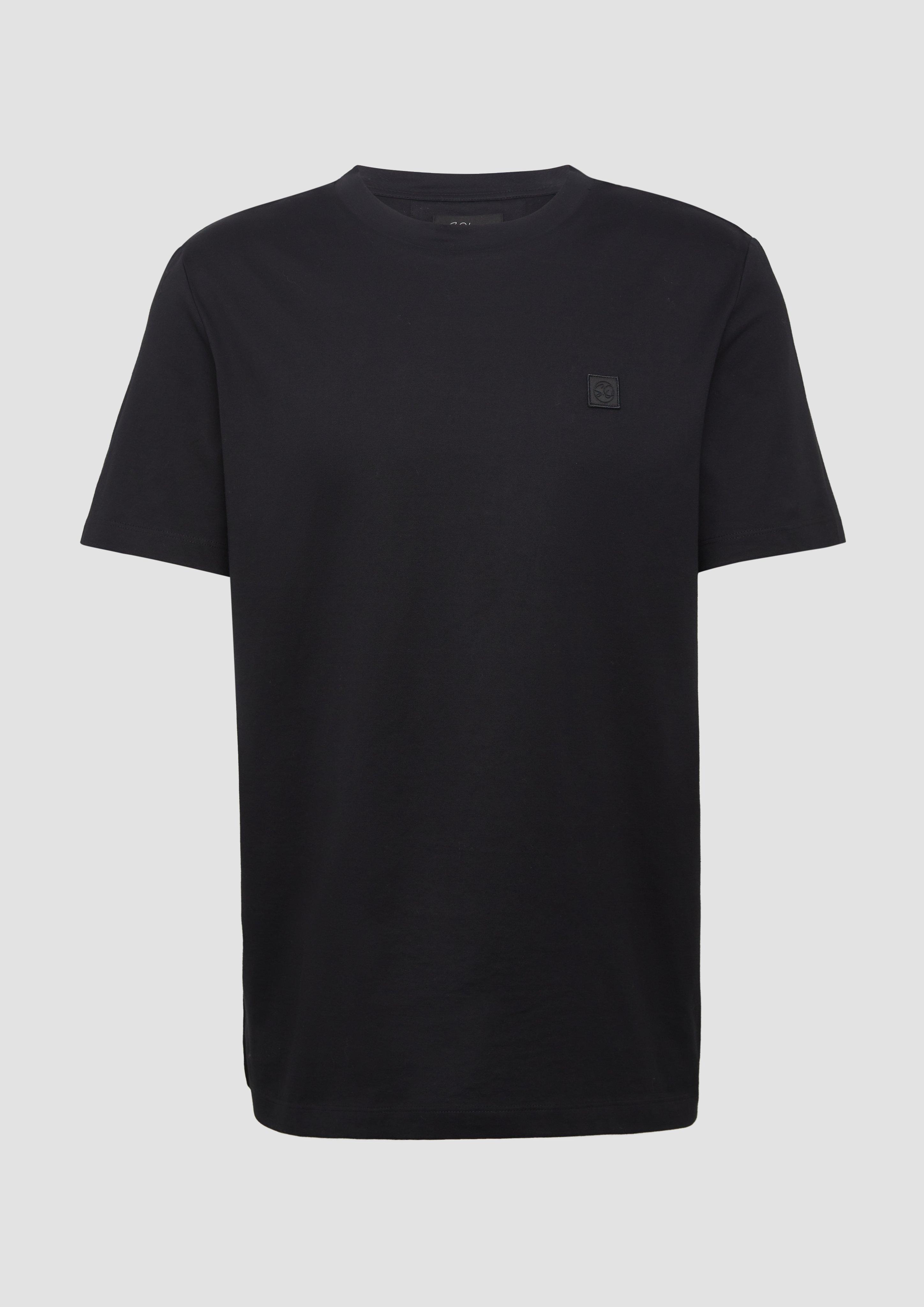 Mercerised cotton T-shirt with a logo detail - black | s.Oliver Mercerised cotton T-shirt with a logo detail - black | s.Oliver