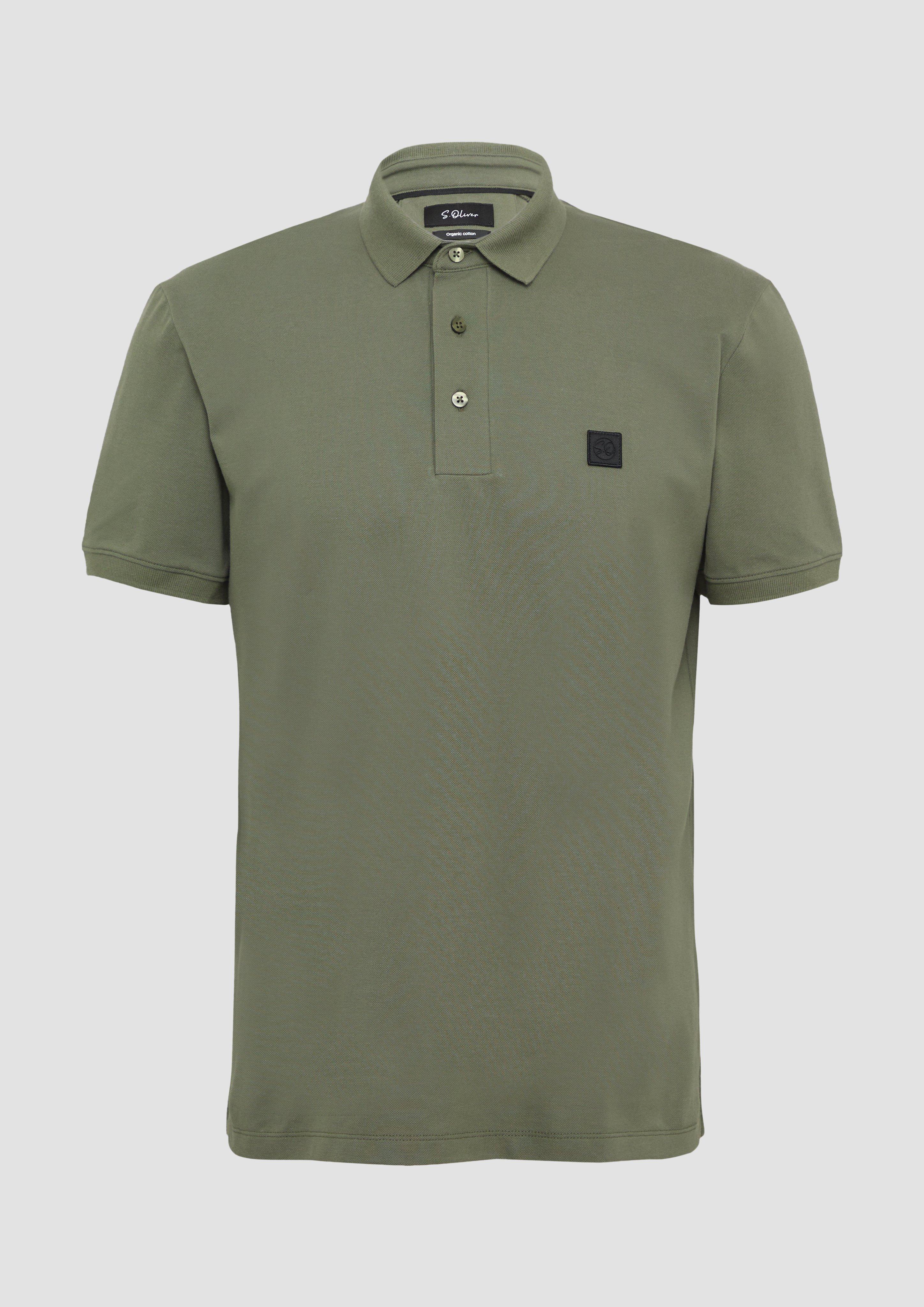 s.Oliver - Piqué-Poloshirt aus Baumwollstretch mit Label-Patch, Herren, Grün