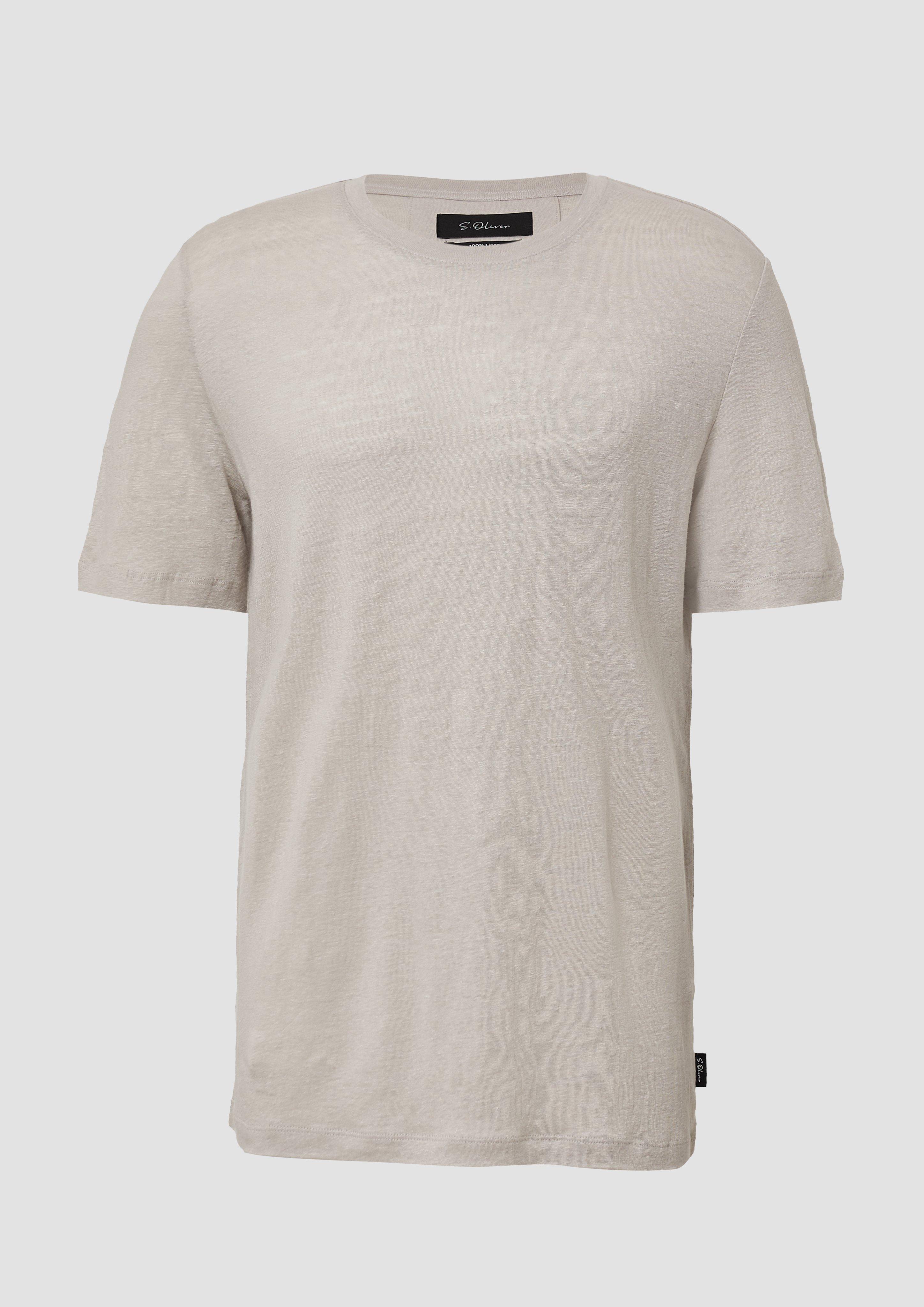 s.Oliver - Hochwertiges Flammgarn-Shirt aus Leinen, Herren, Beige