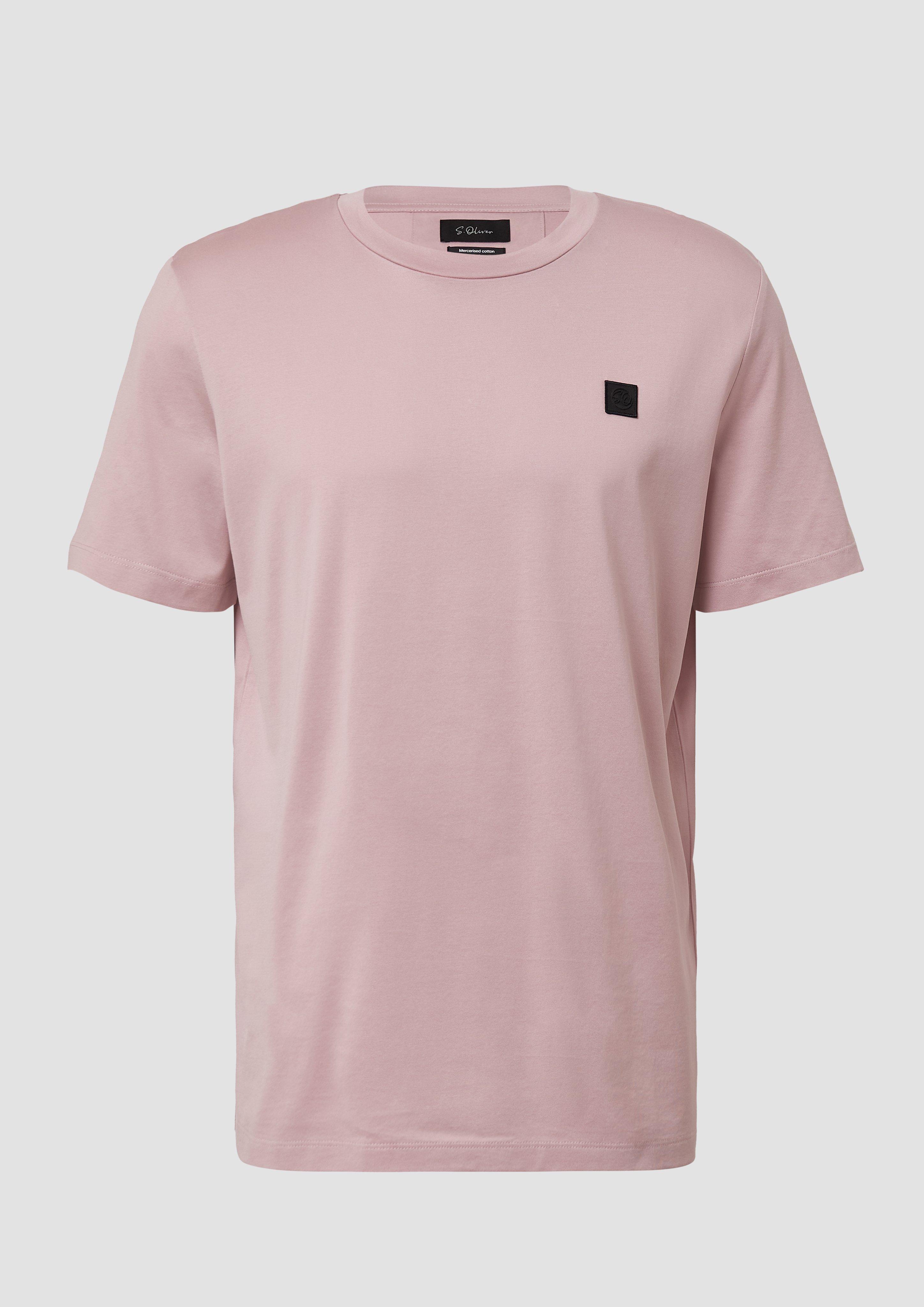 s.Oliver - T-Shirt aus merzerisierter Baumwolle mit Label-Patch, Herren, Rosa