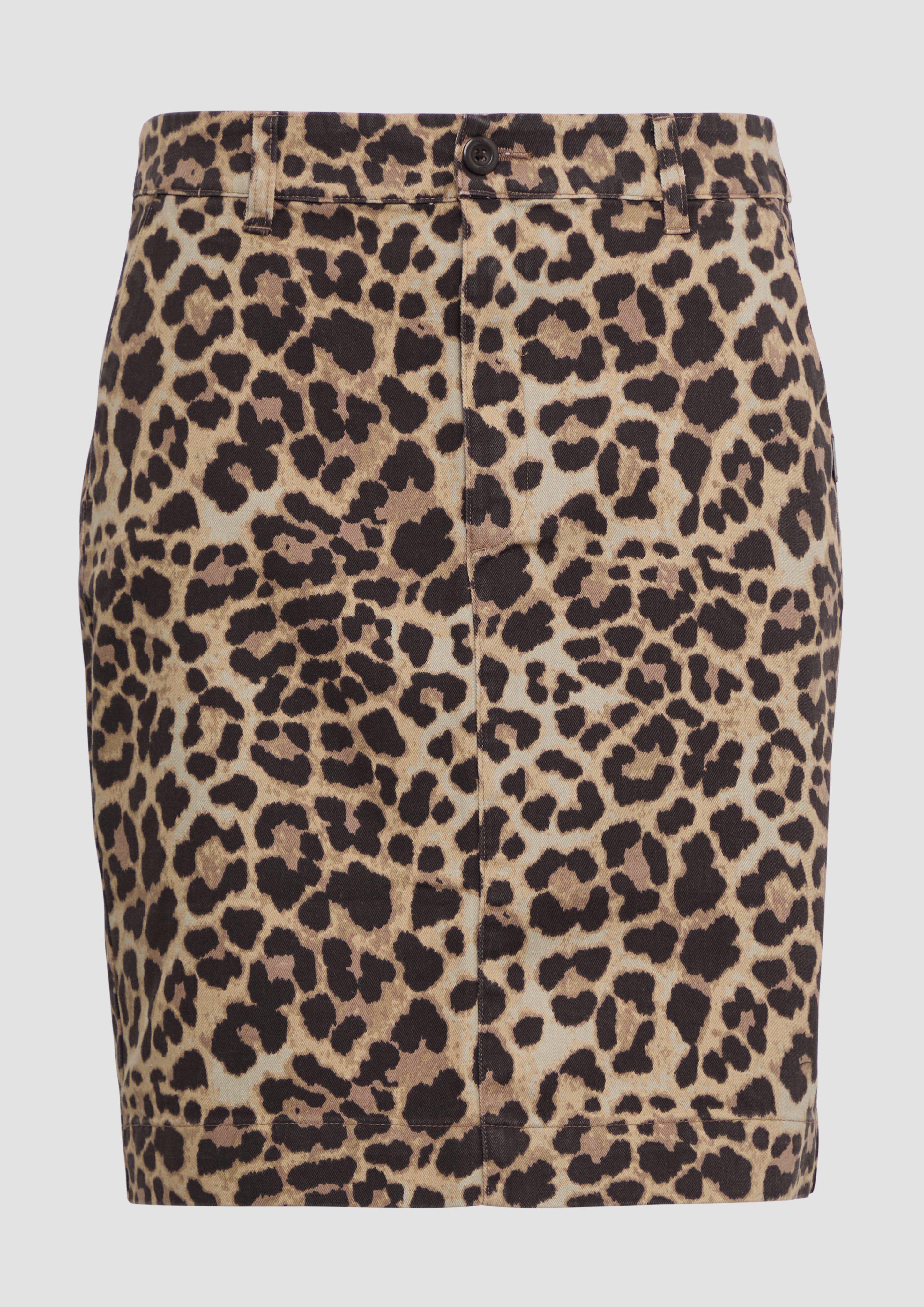 QS - Pencilskirt mit All-over-Print, Damen, braun