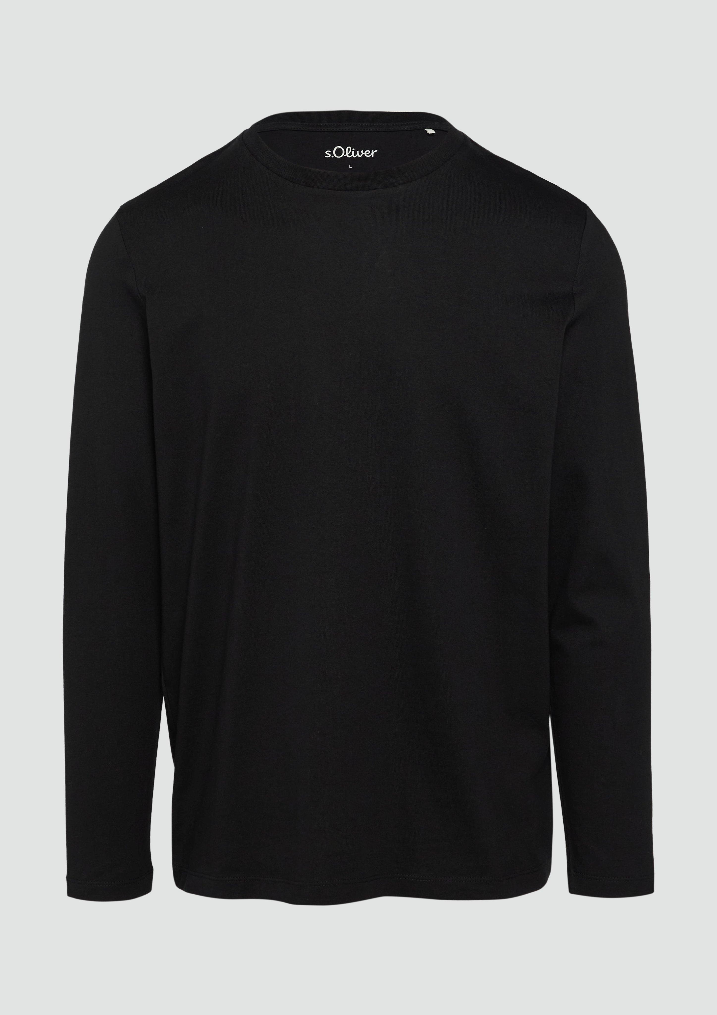 s.Oliver - Longsleeve aus Baumwolle mit Rundhalsausschnitt, Herren, schwarz