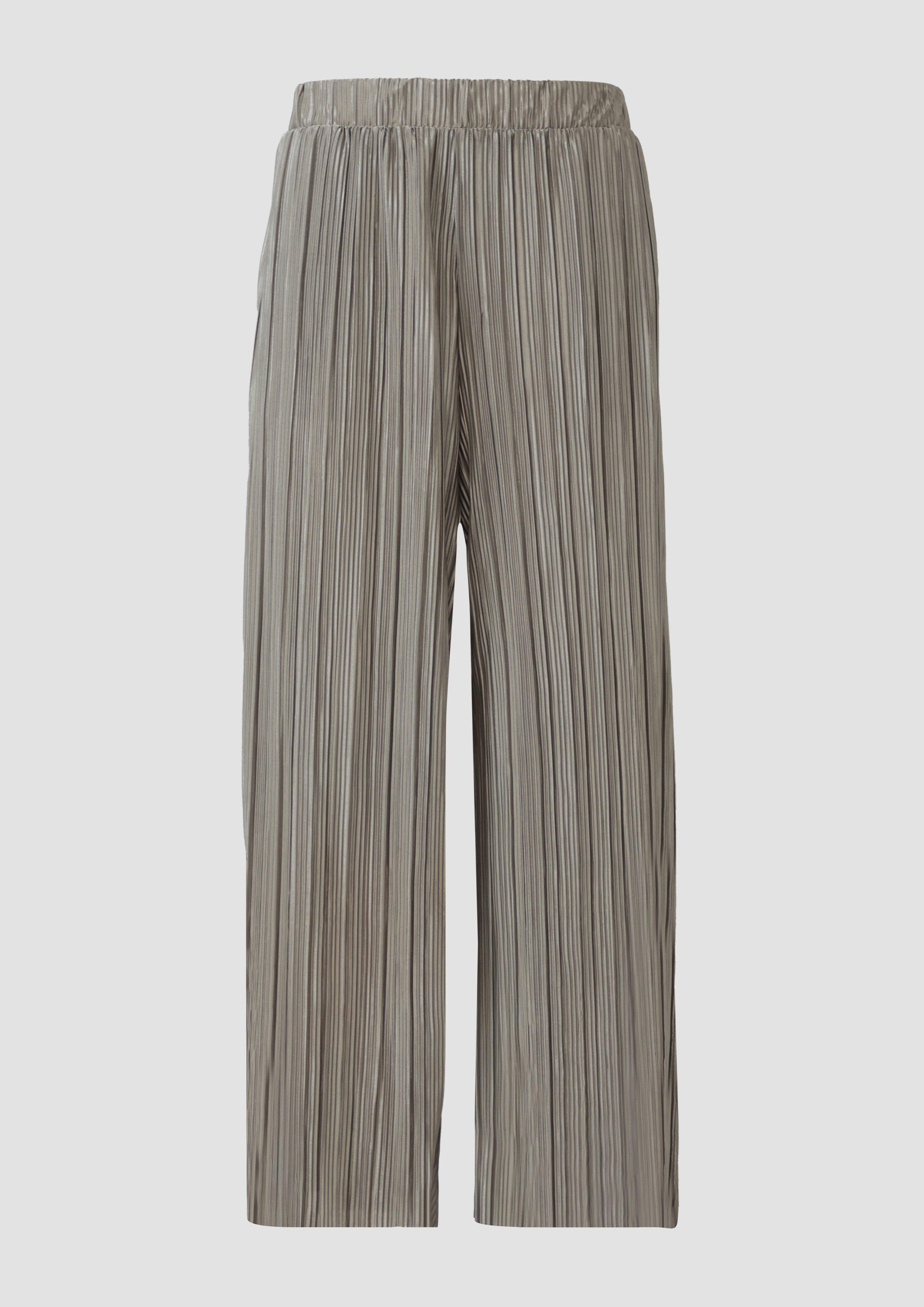 QS - Plissierte Wide-Leg-Hose, Damen, grau