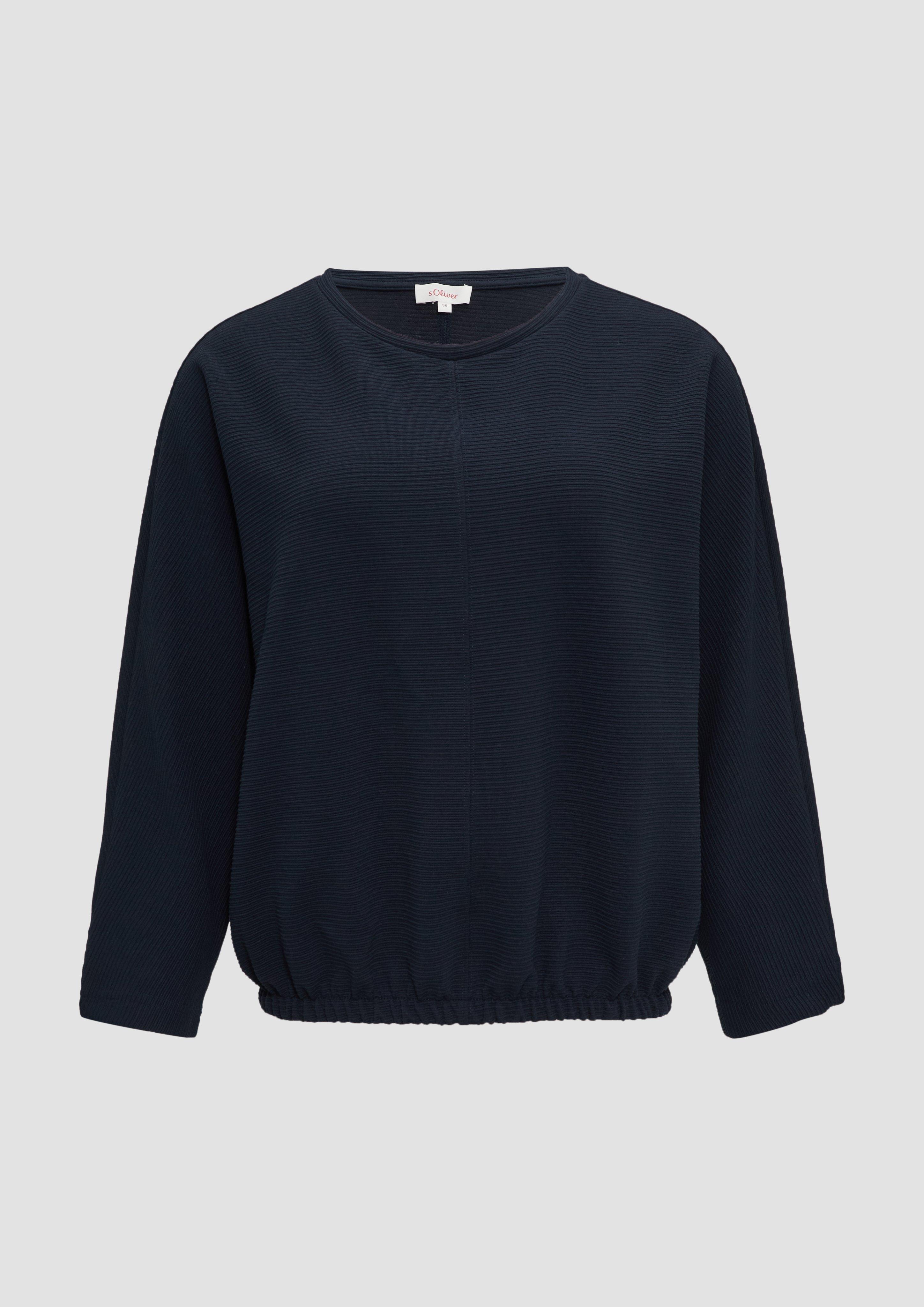 s.Oliver - Strukturiertes Sweatshirt mit Fledermausarm im O-Shape, Damen, blau