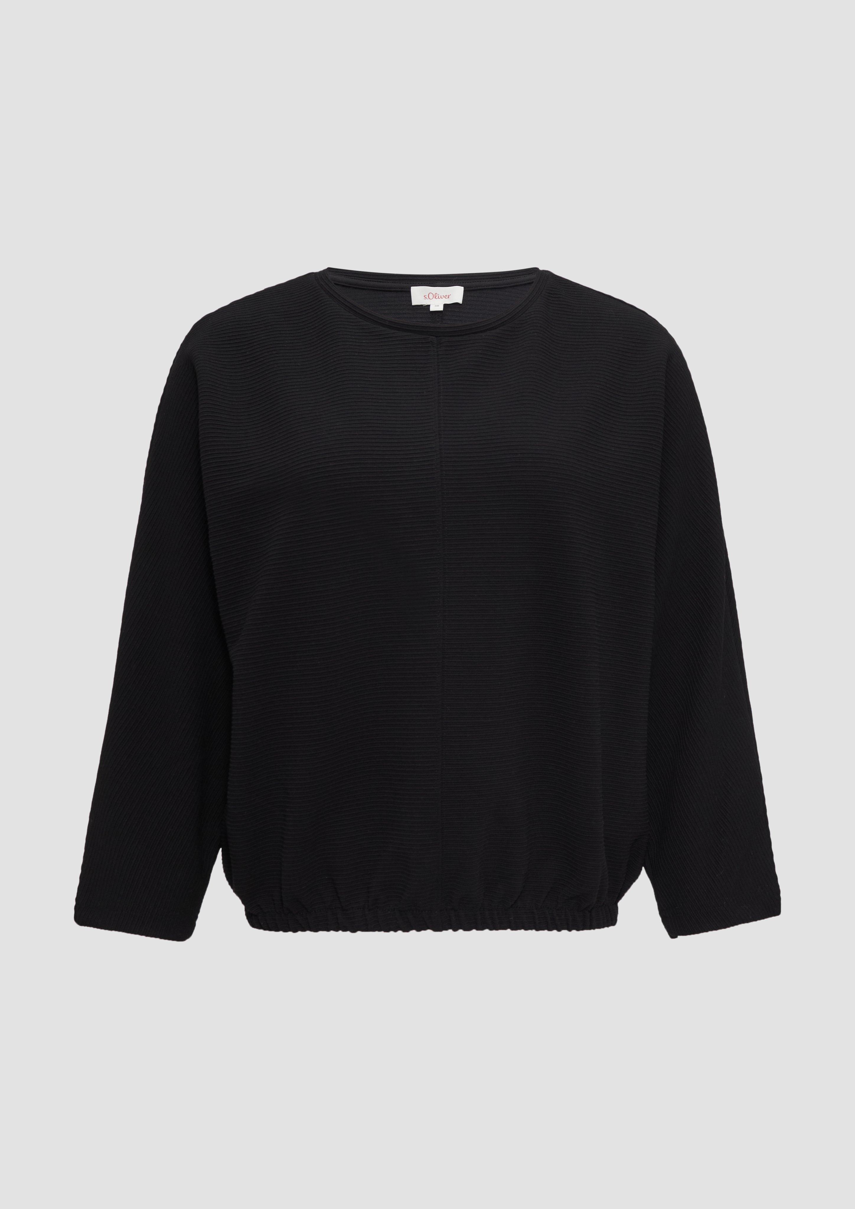 s.Oliver - Strukturiertes Sweatshirt mit Fledermausarm im O-Shape, Damen, schwarz