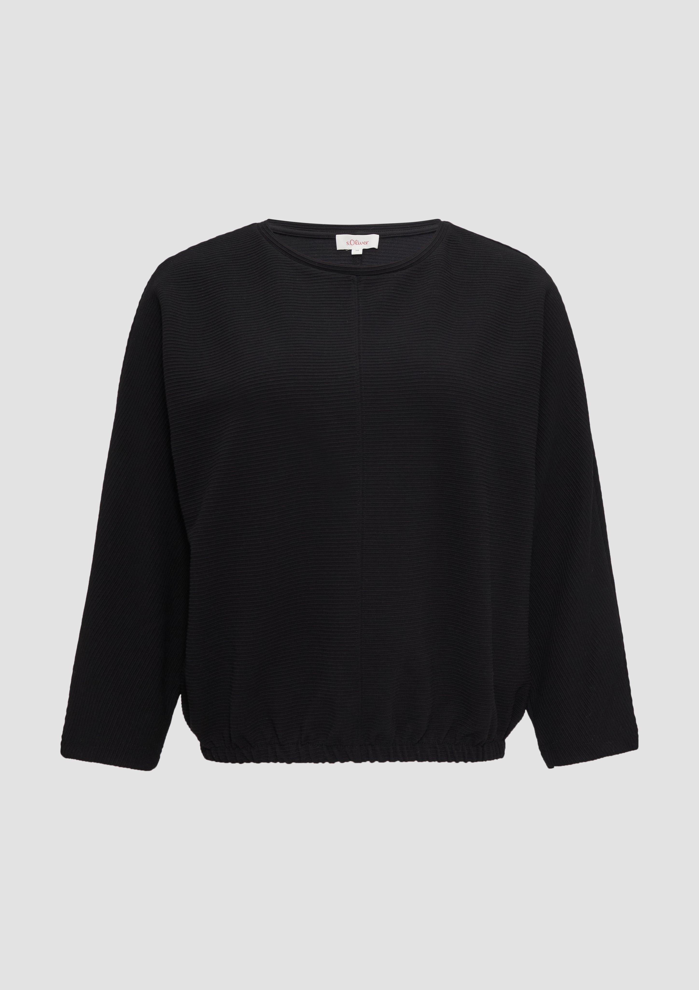 Thumbnail - s.Oliver - Strukturiertes Sweatshirt mit Fledermausarm im O-Shape, Damen, schwarz