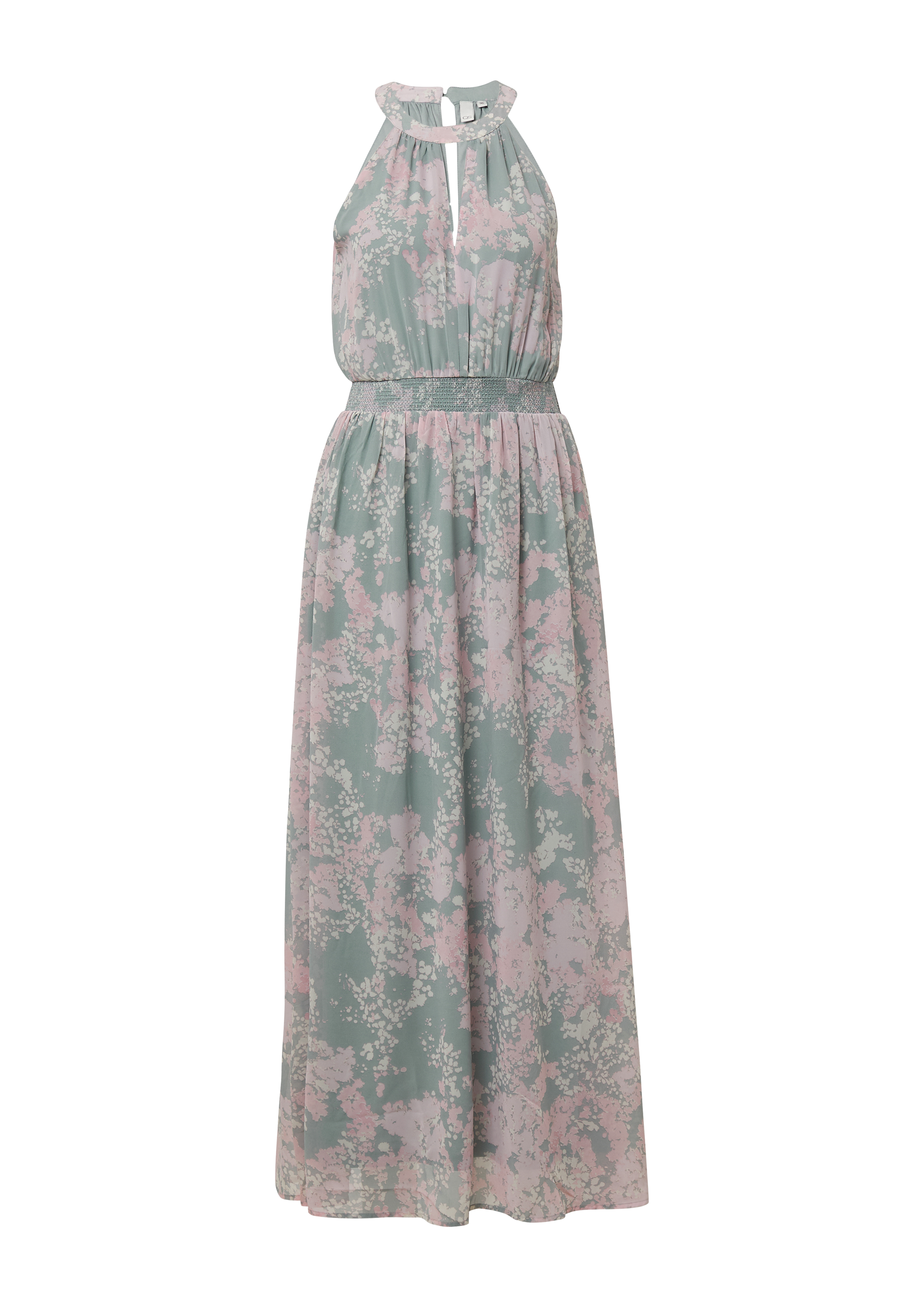 Langes Chiffonkleid mit Smok-Detail