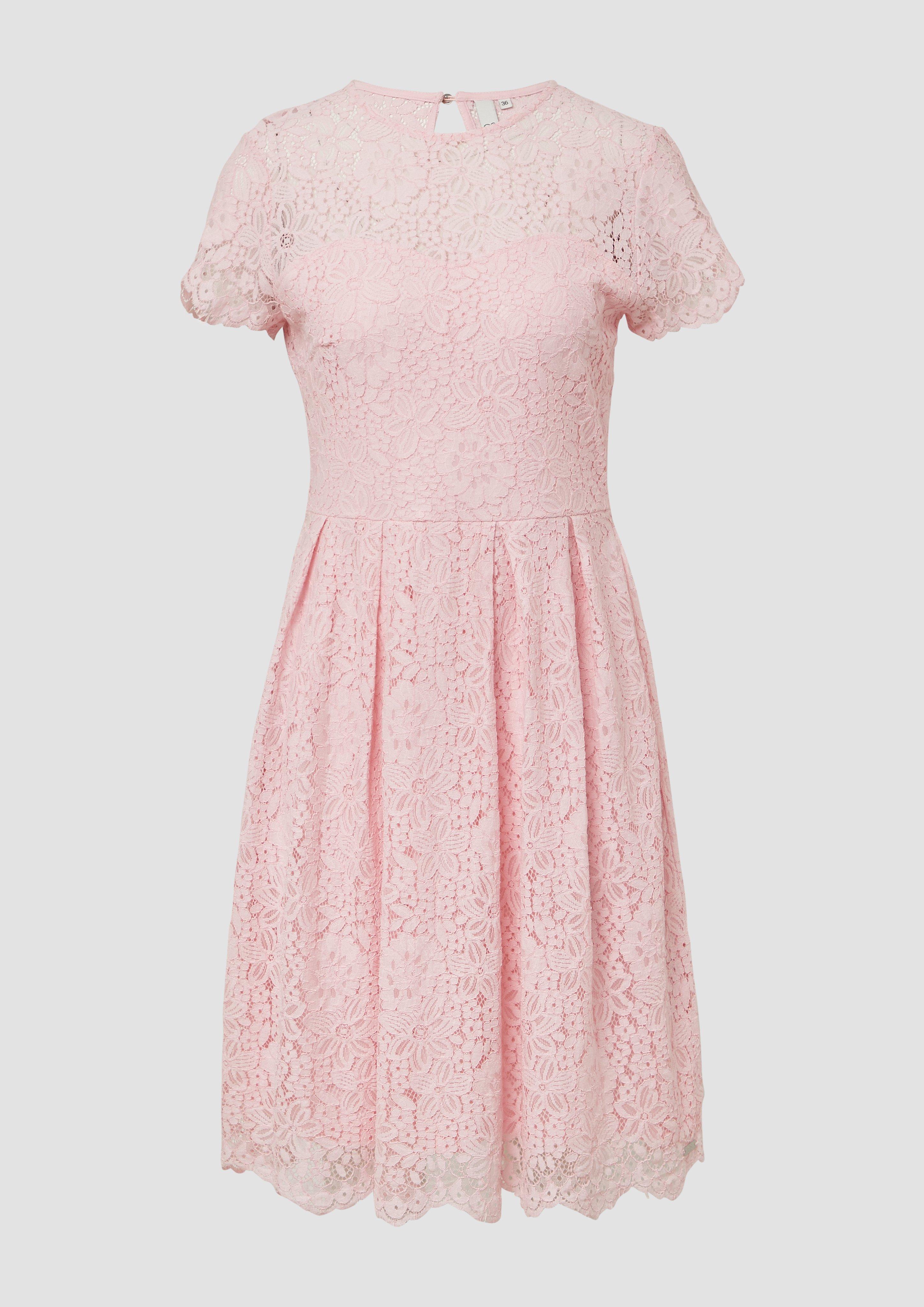 QS - Tailliertes Spitzenkleid, Damen, Rosa