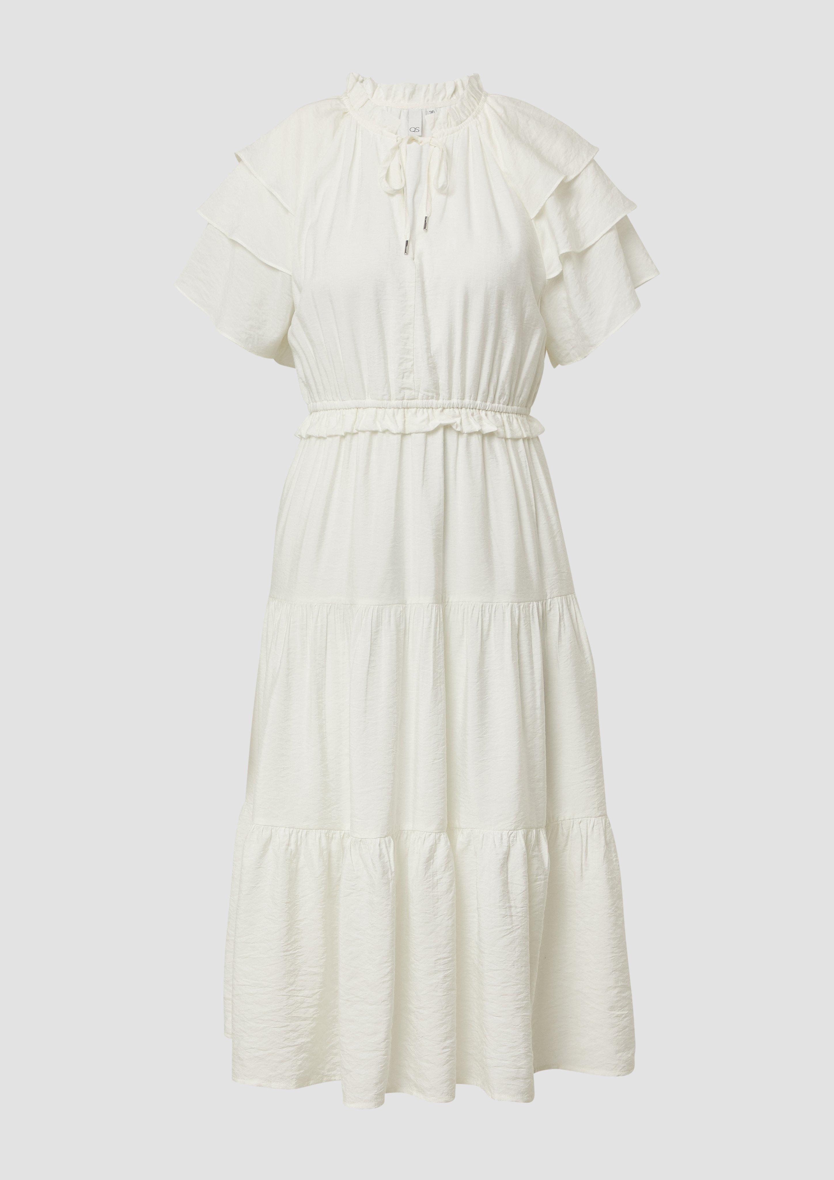 QS - Midikleid mit Volant-Details | QS x Debi Flügge, Damen, creme
