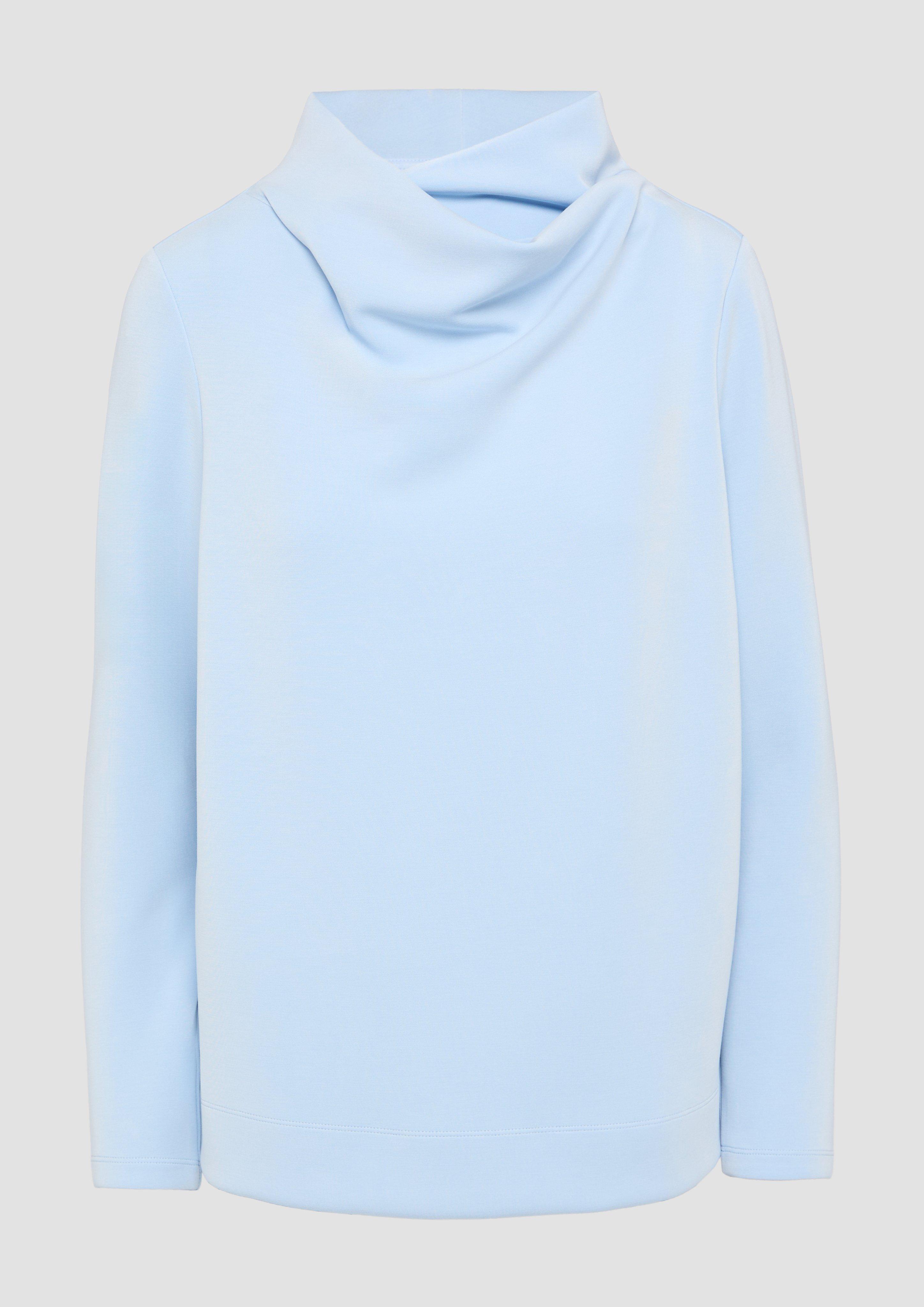 s.Oliver - Scuba-Sweatshirt mit Wasserfallkragen, Damen, blau