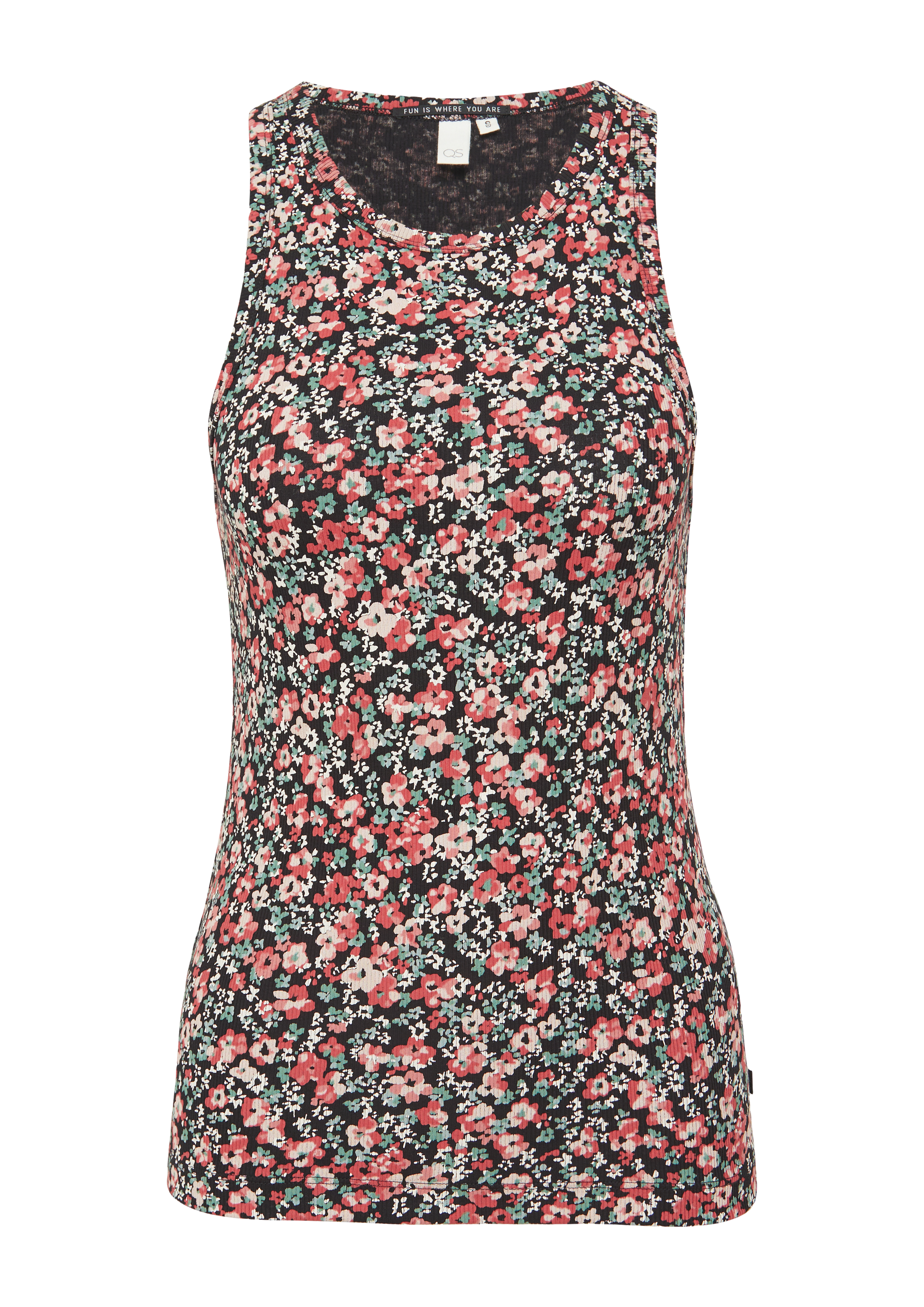 Qs Geripptes Tanktop Mit All-over-Print