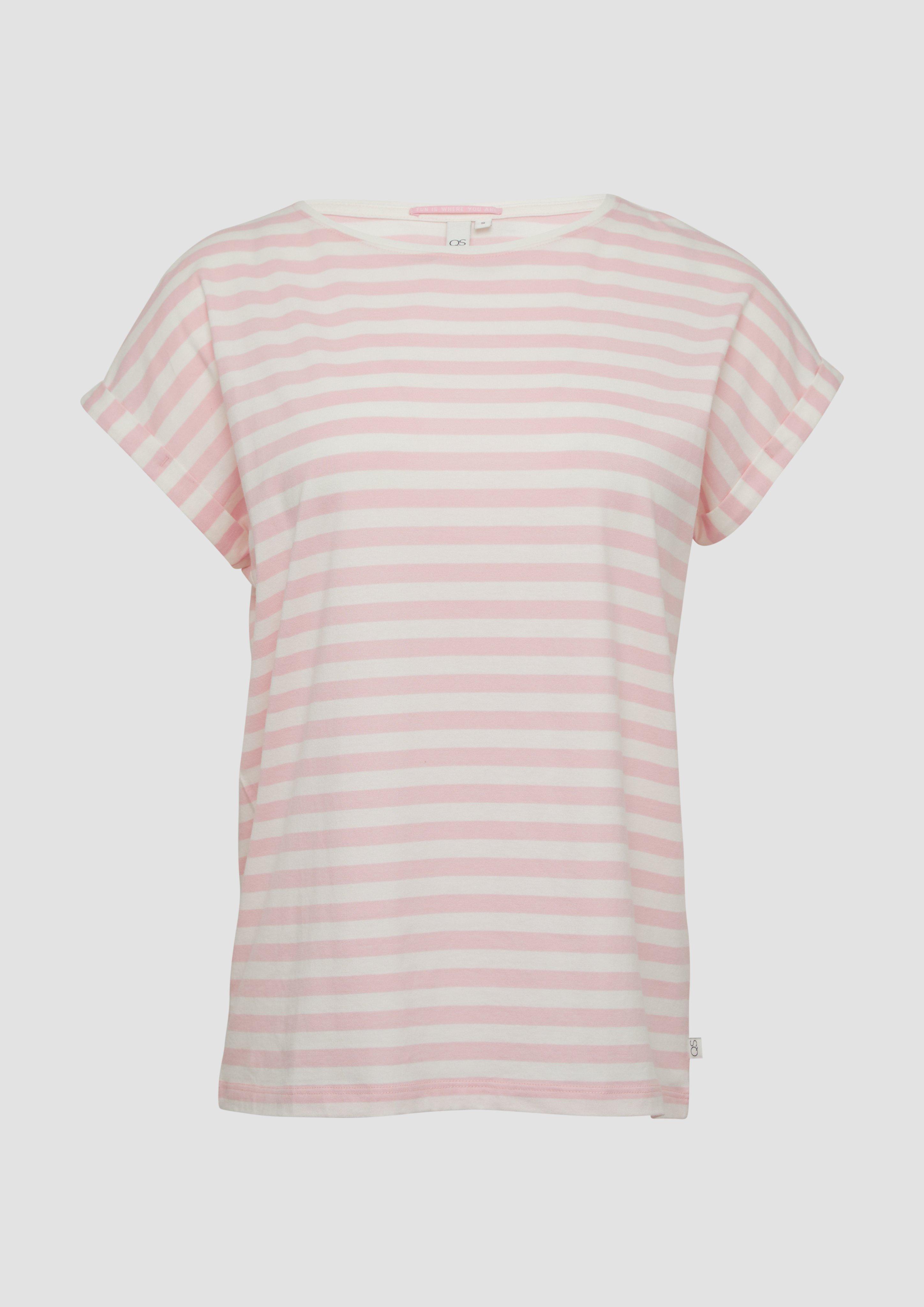 QS - Locker geschnittenes T-Shirt aus Modalmix, Damen, Rosa