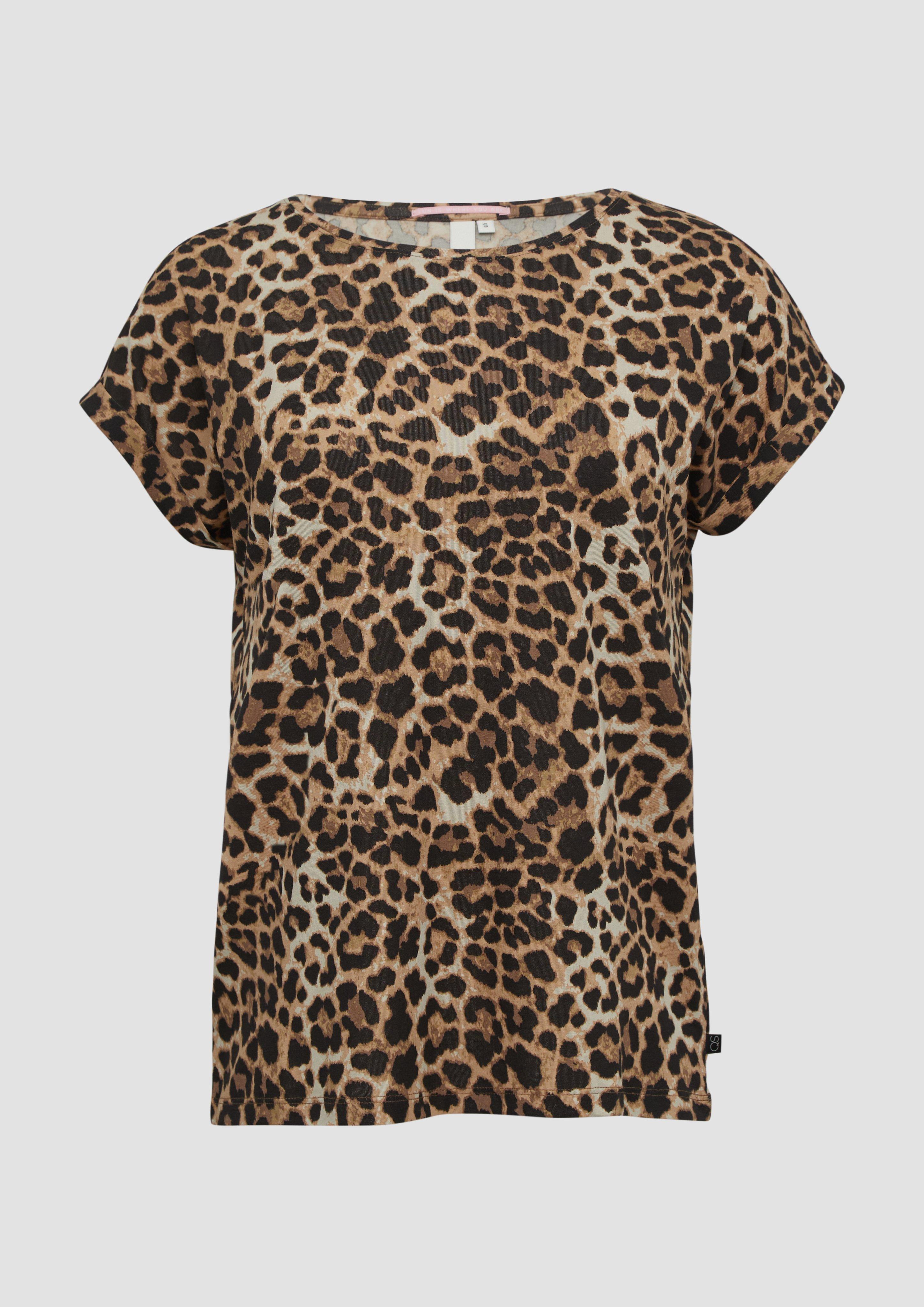 QS - Locker geschnittenes T-Shirt aus Modalmix, Damen, braun