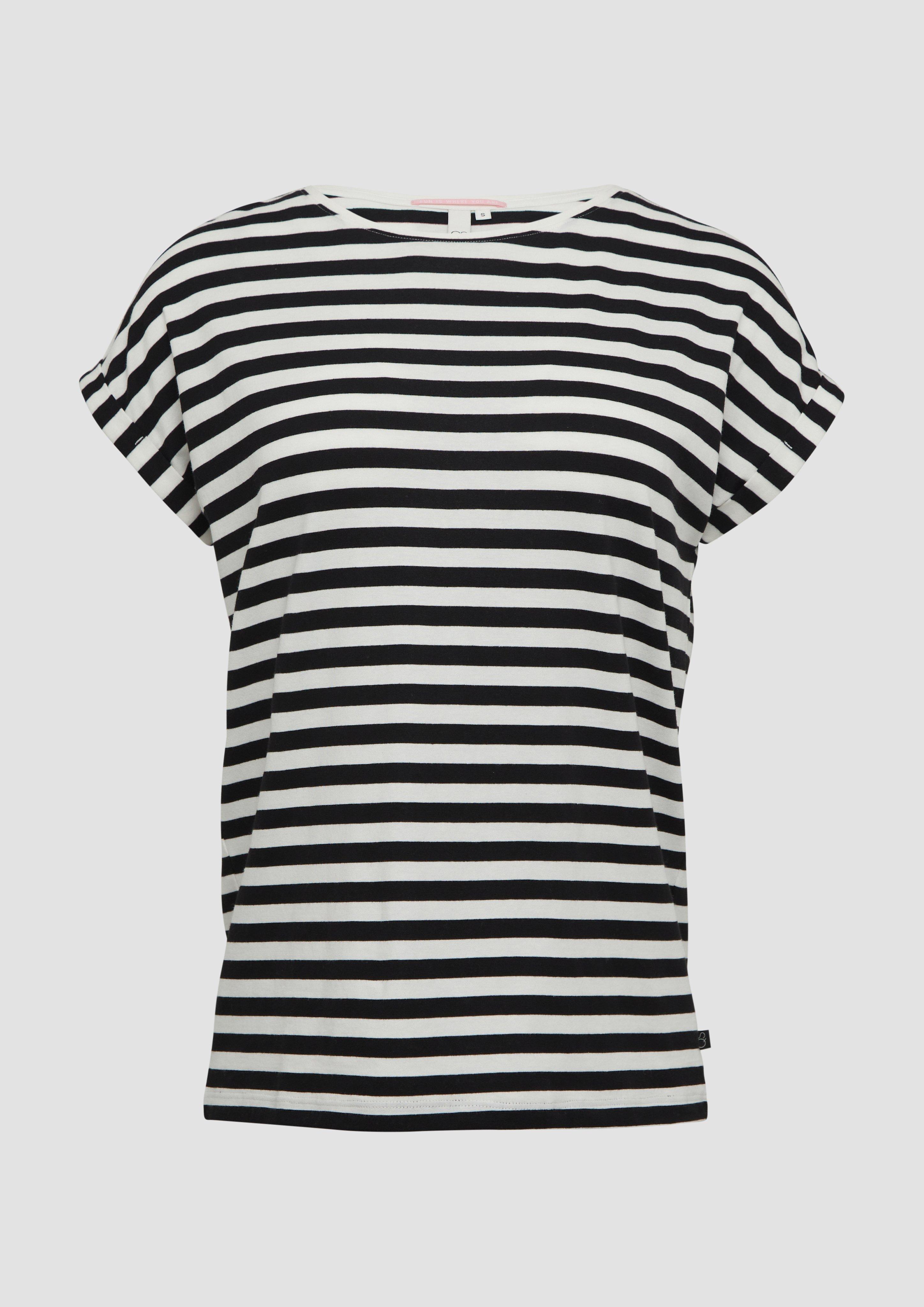 QS - Locker geschnittenes T-Shirt aus Modalmix, Damen, schwarz