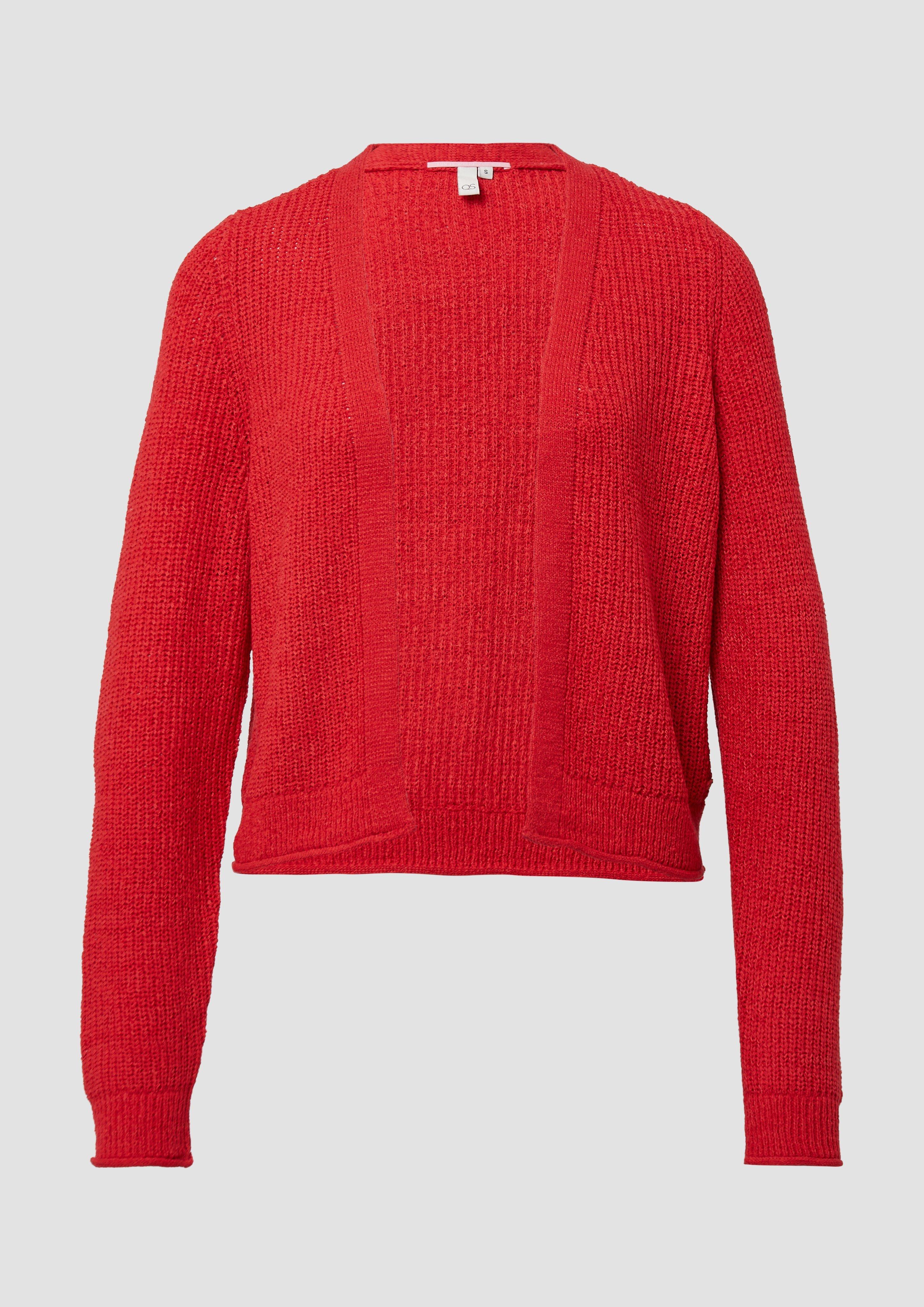 QS - Strickjacke aus Bändchengarn, Damen, rot