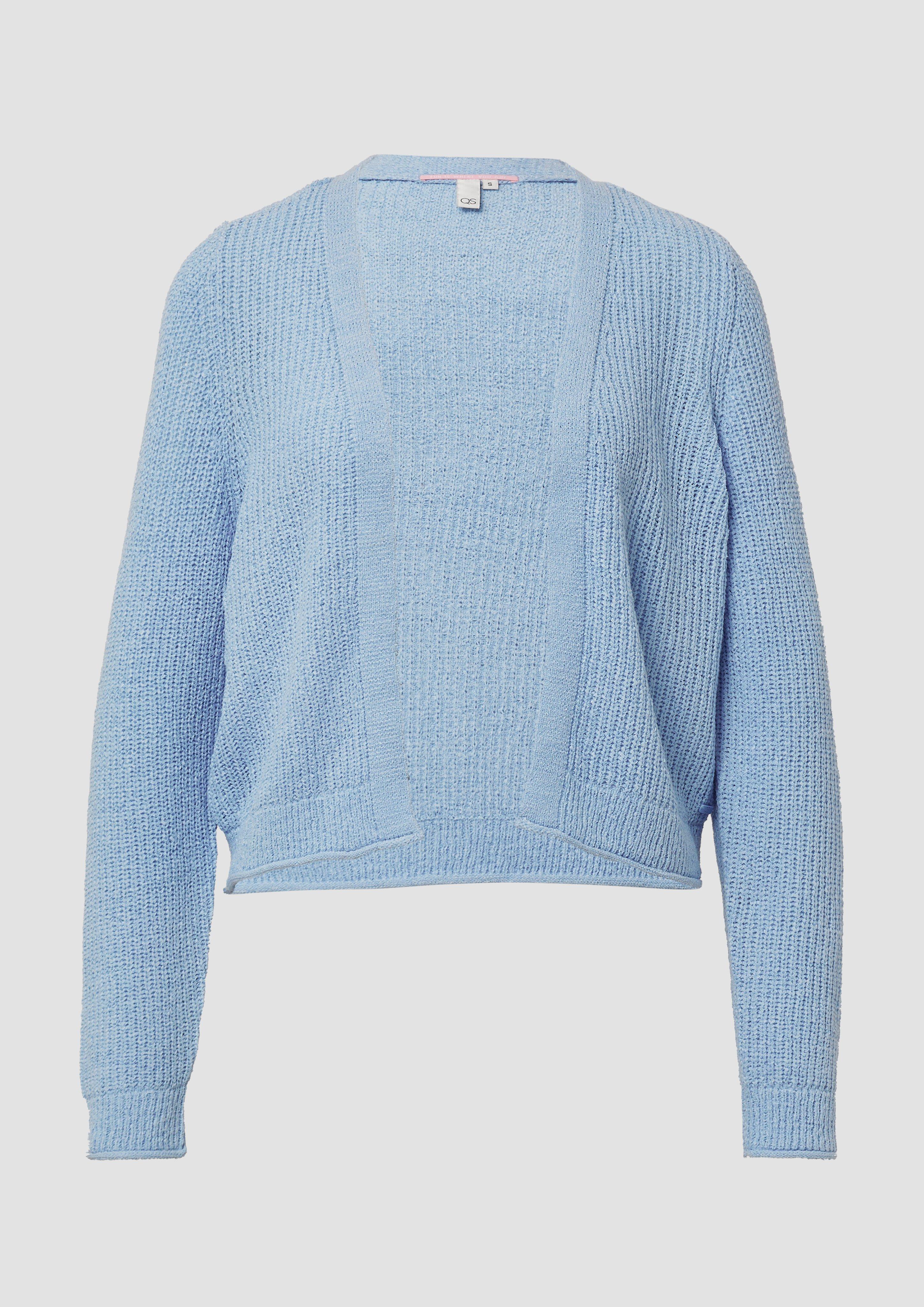 QS - Strickjacke aus Bändchengarn, Damen, blau