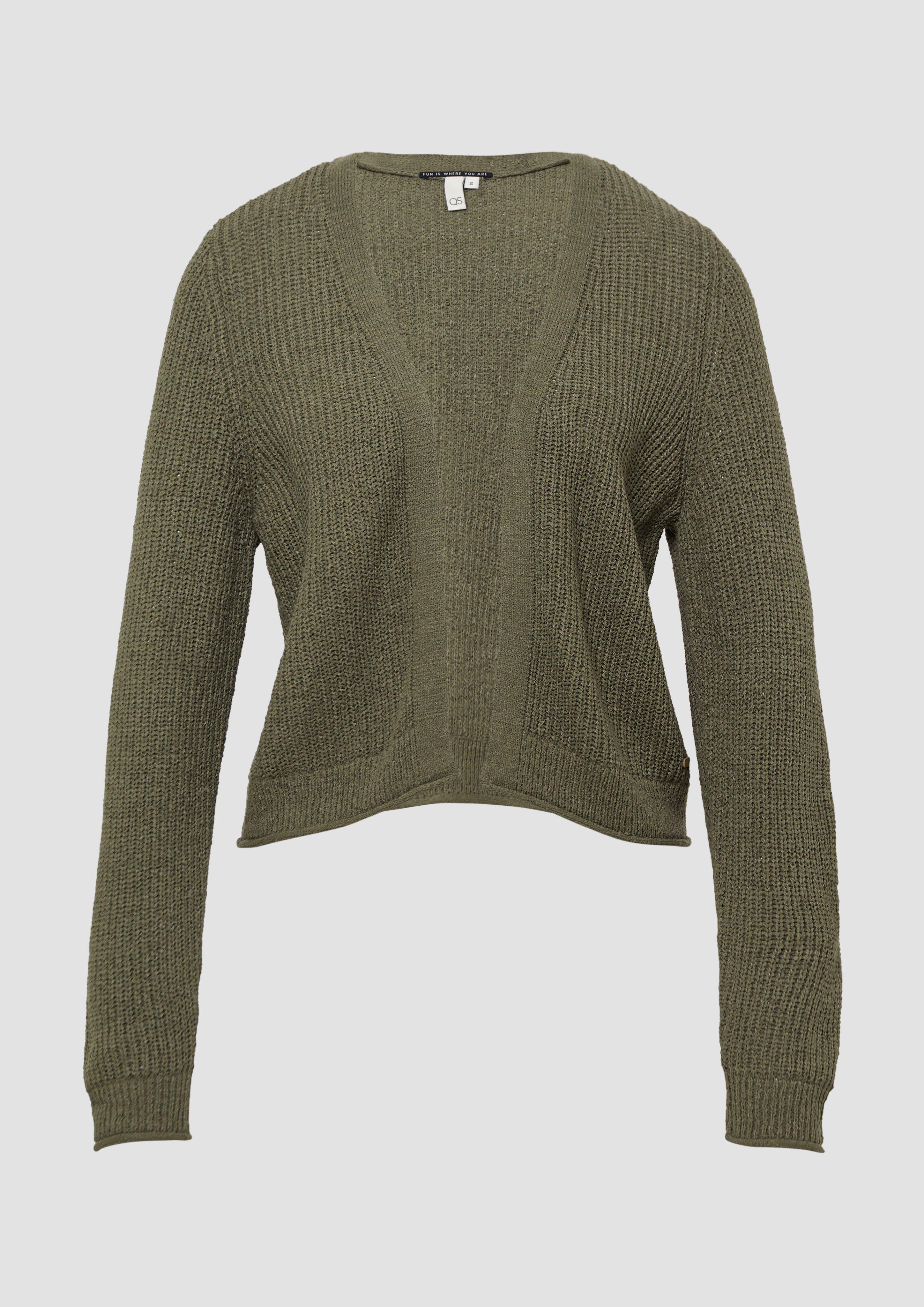 QS - Strickjacke aus Bändchengarn, Damen, Grün