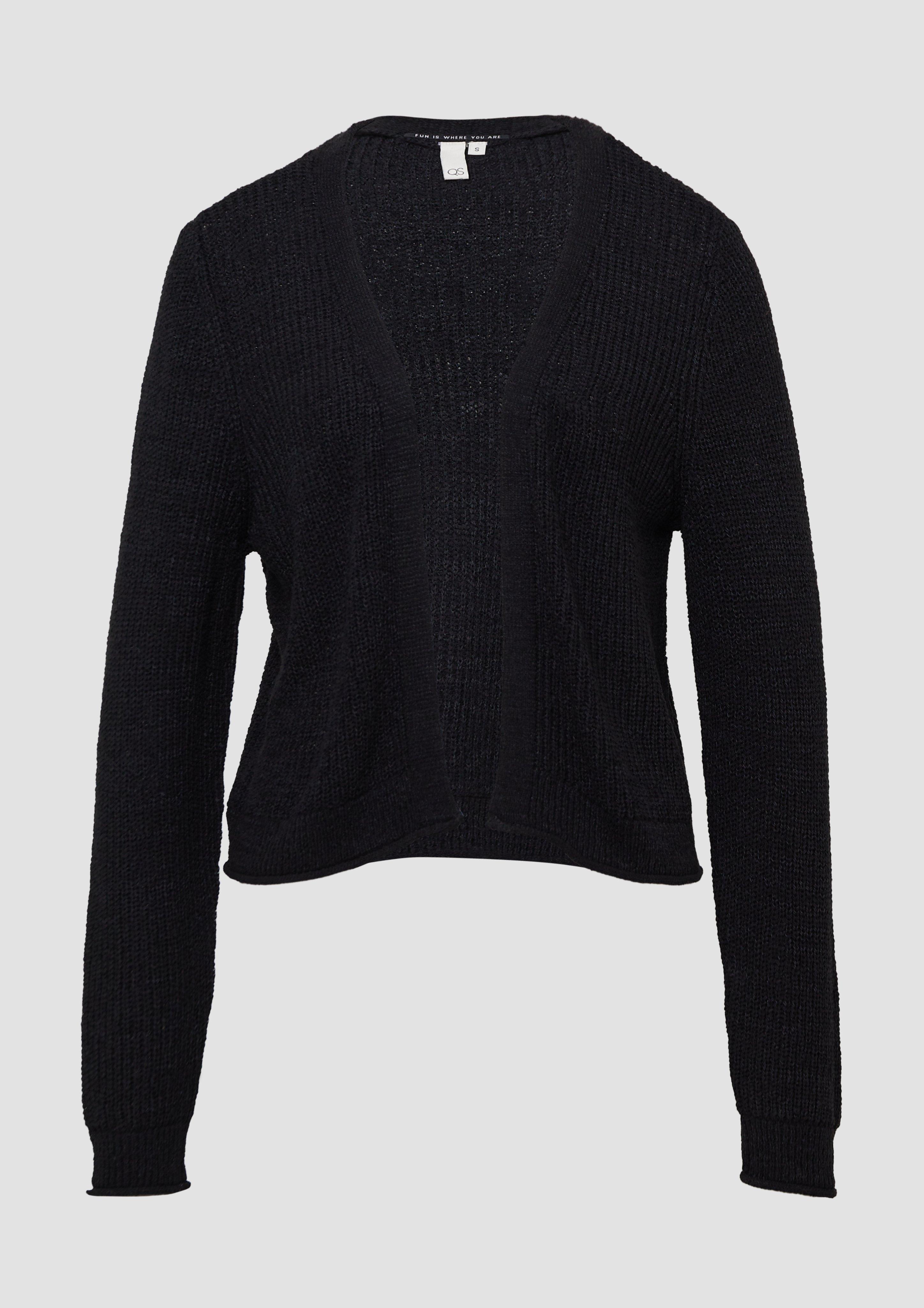 QS - Strickjacke aus Bändchengarn, Damen, schwarz